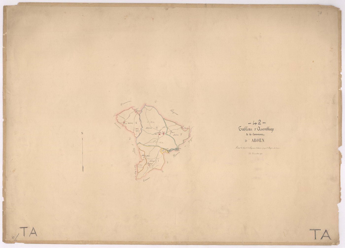 Aboën - 1682VT1_1 - Tableau d'assemblage : plan levé à l'échelle 1:10000. [1872]