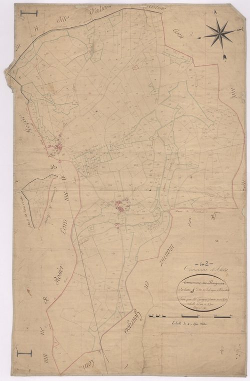 Aboën - 1682VT1_6 - Section I (La Bruyère et Planchard) de Périgneux devient section I d'Aboën en 1872 : plan levé par Granjon à l'échelle 1:2500. 1812