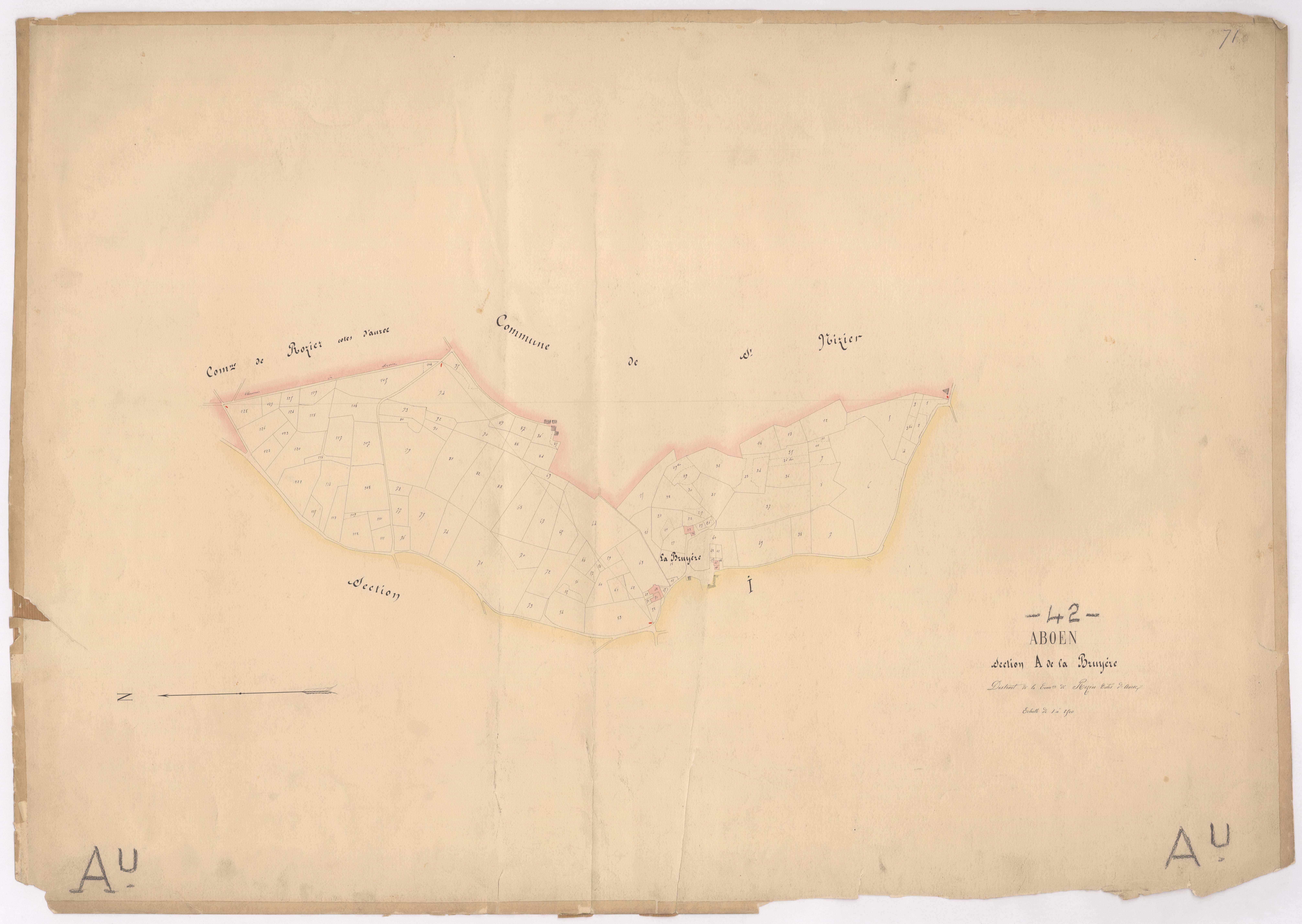 Aboën - 1682VT1_2 - Section A (La Bruyère) : plan levé à l'échelle 1:2500. [1872]