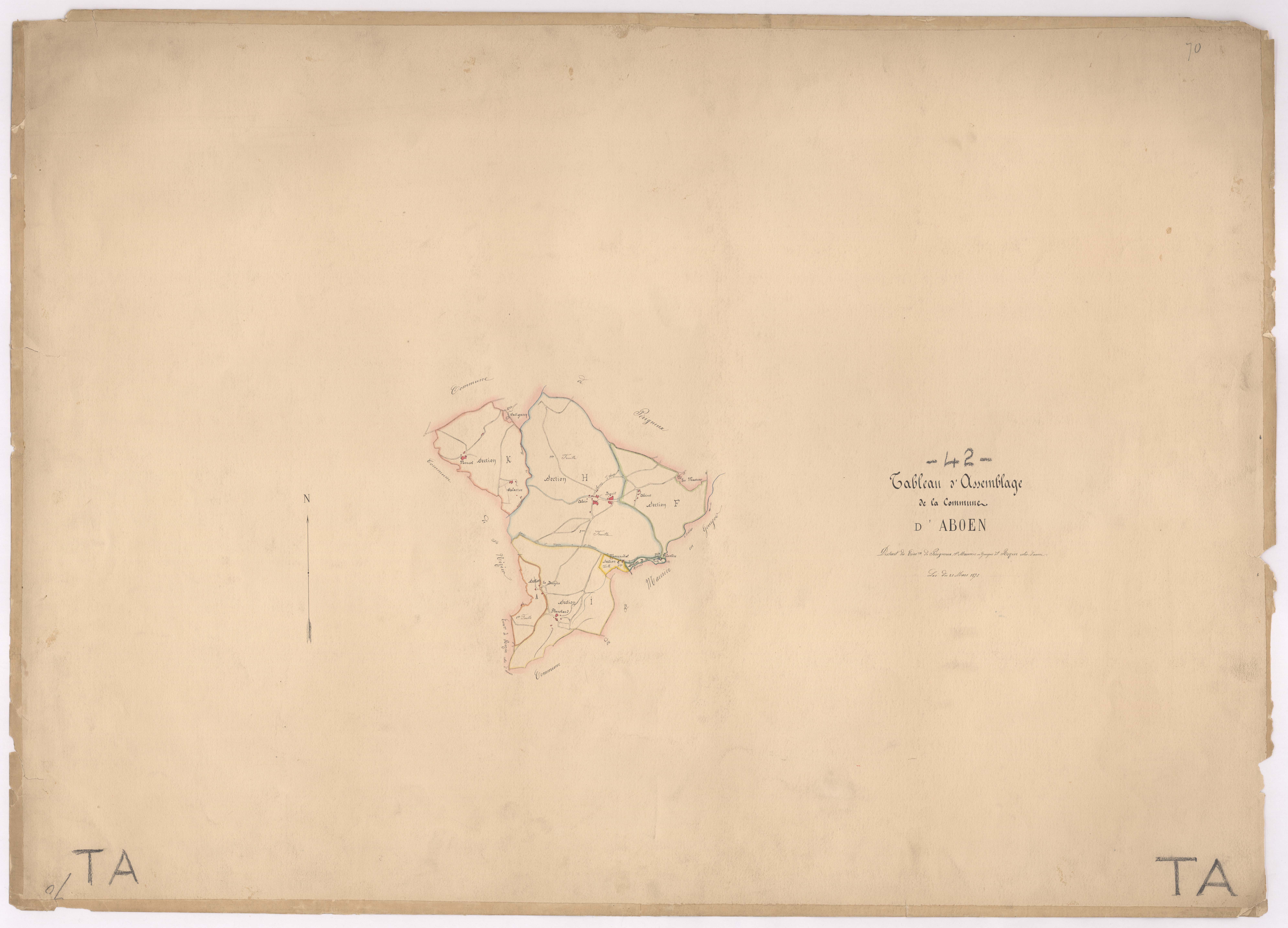 Aboën - 1682VT1_1 - Tableau d'assemblage : plan levé à l'échelle 1:10000. [1872]