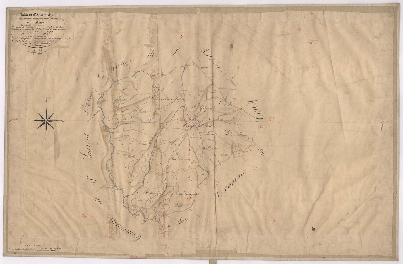 Ailleux - 1682VT1_8 - Tableau d'assemblage : plan levé par Augier à l'échelle 1:10000. 1826
