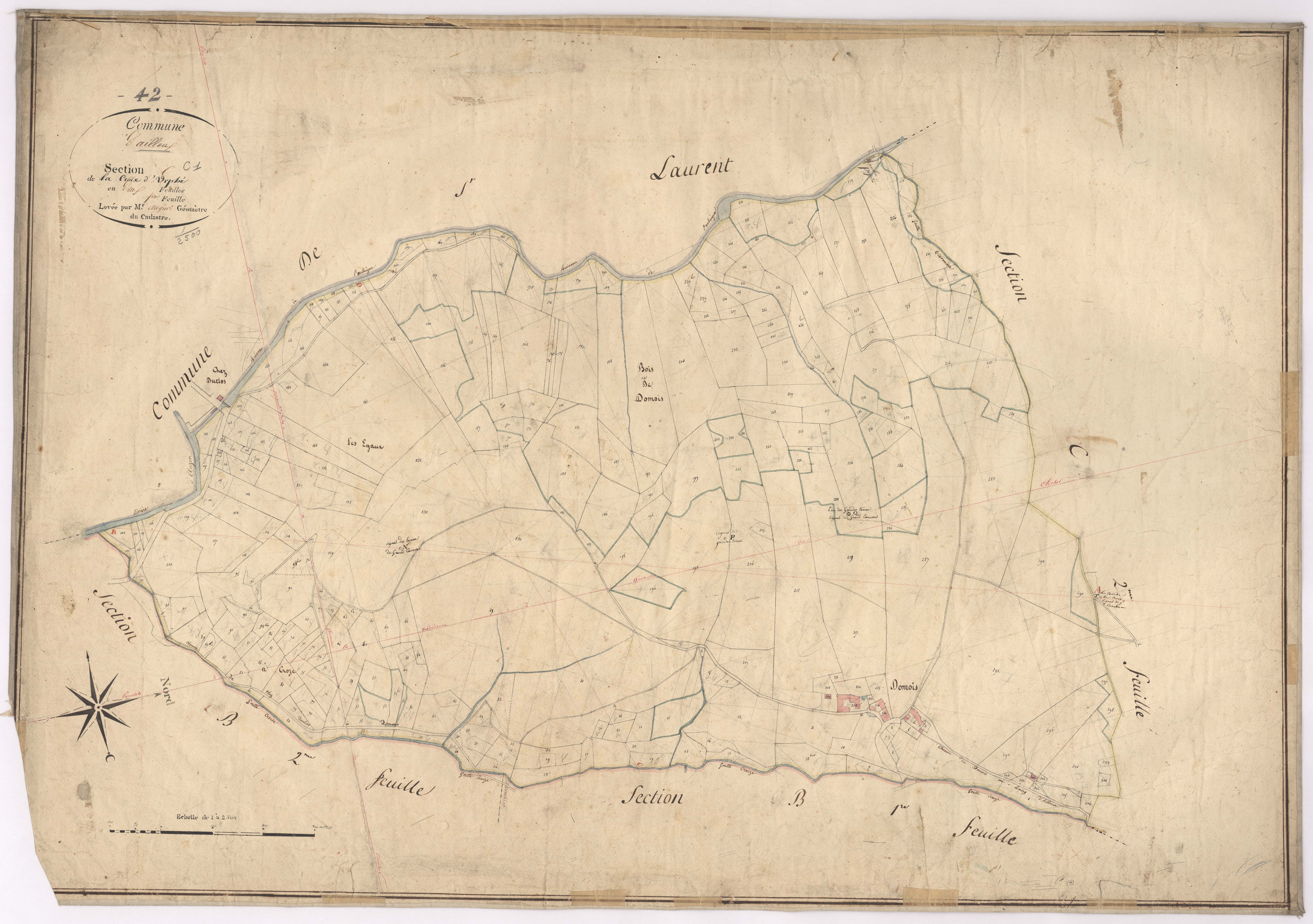 Ailleux - 1682VT1_13 - Section C 1 (La Croix d'Urfé) : plan levé par Augier à l'échelle 1:2500. [1826]