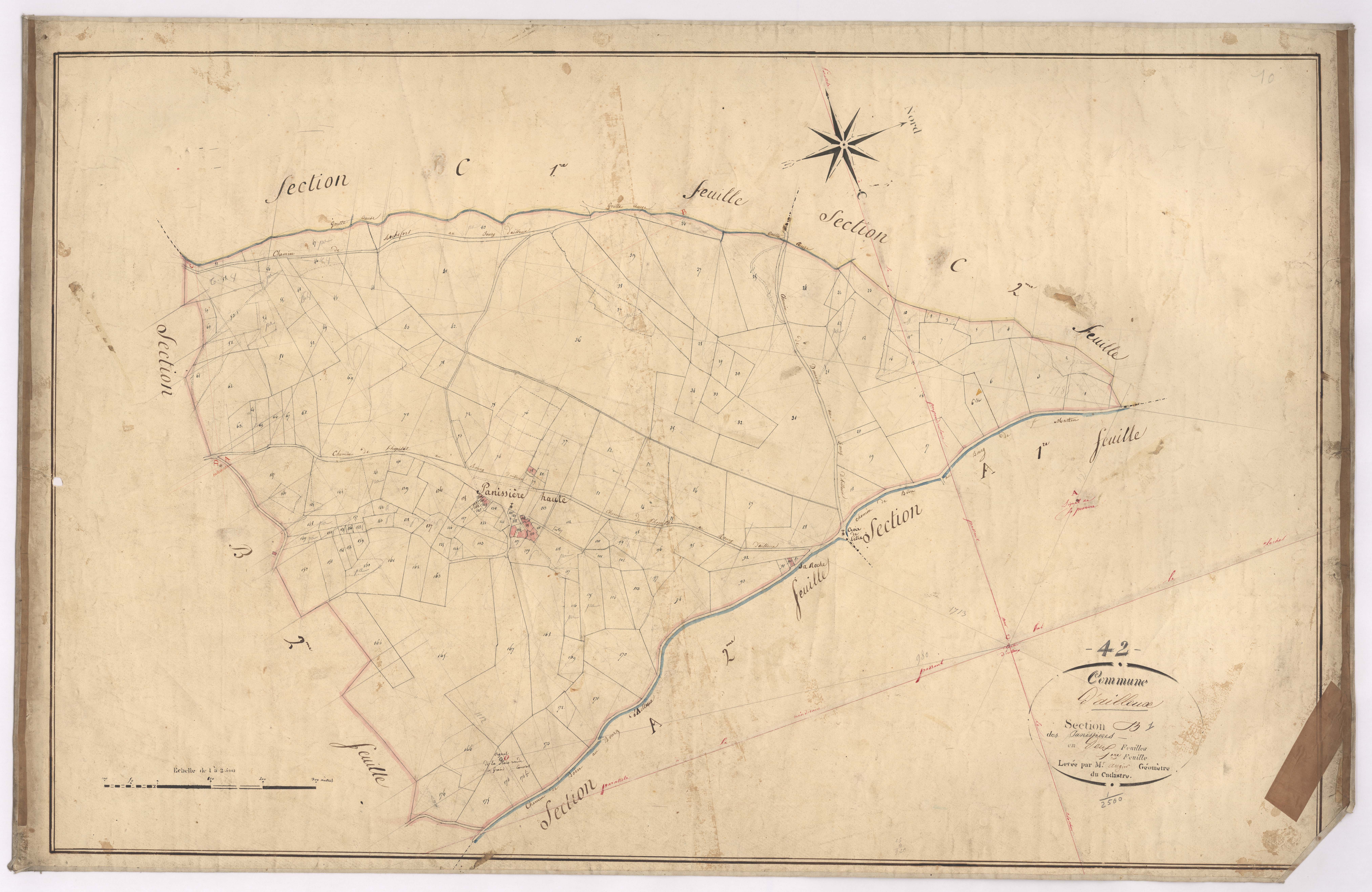 Ailleux - 1682VT1_11 - Section B 1 (Les Panissières) : plan levé par Augier à l'échelle 1:2500. [1826]