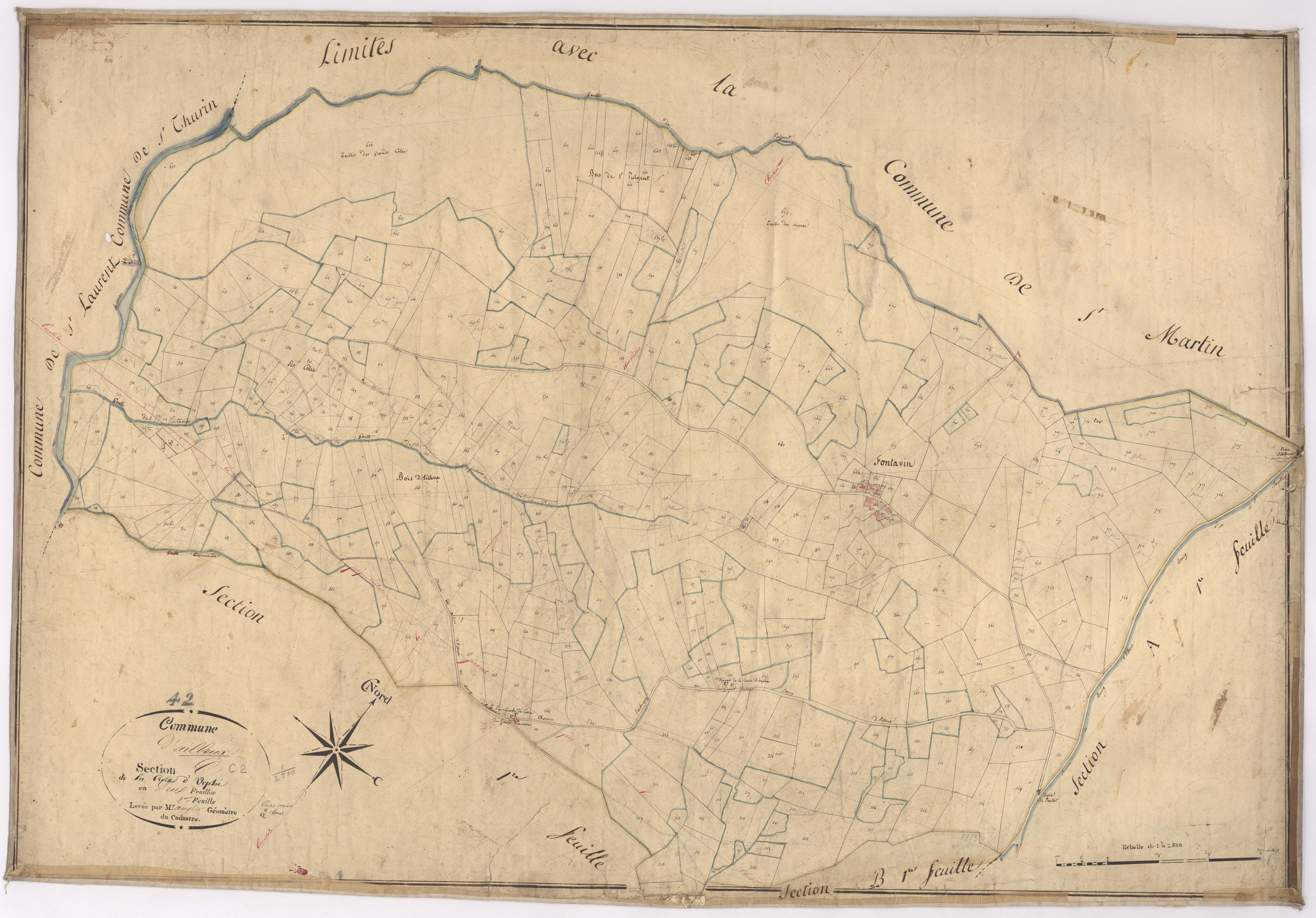 Ailleux - 1682VT1_14 - Section C 2 (La Croix d'Urfé) : plan levé par Augier à l'échelle 1:2500. [1826]