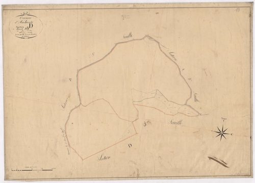 Ambierle - 1712VT1_15 - Section D 6 (Hauteville) : plan levé par Courveille à l'échelle 1:2500. [1828]