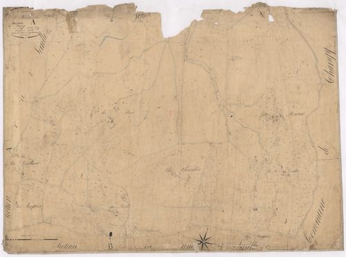 Ambierle - 1712VT1_6 - Section A 5 (Le Bourg) : plan levé par Maisonneuve à l'échelle 1:2500. [1828]