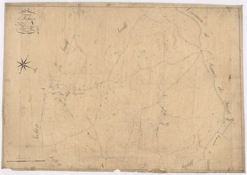 Ambierle - 1712VT1_5 - Section A 4 (Le Bourg) : plan levé par Maisonneuve à l'échelle 1:2500. [1828]