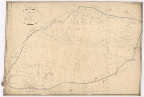 Amions - 1712VT12_7 - Section C (Le Bourg) : plan levé par Fenouillet aîné à l'échelle 1:2500. 1824