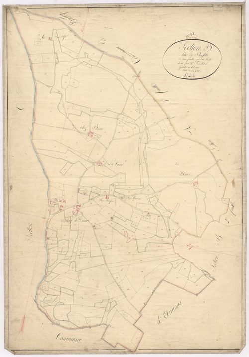 Amions - 1712VT12_5 - Section B 1 (Pierfitte) : plan levé par Fenouillet aîné à l'échelle 1:2500. 1824