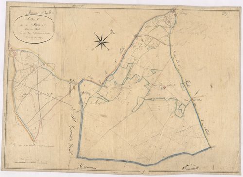 Amions - 1712VT1_23 - Section C (Les Bois) : plan levé par Victor Caillot à l'échelle 1:5000 et 1:2500. 1825