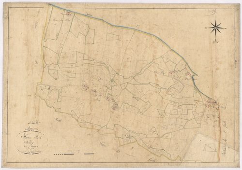 Amions - 1712VT1_19 - Section B 1 (Le Bourg) : plan levé par Courveille à l'échelle 1:2500. [1825]
