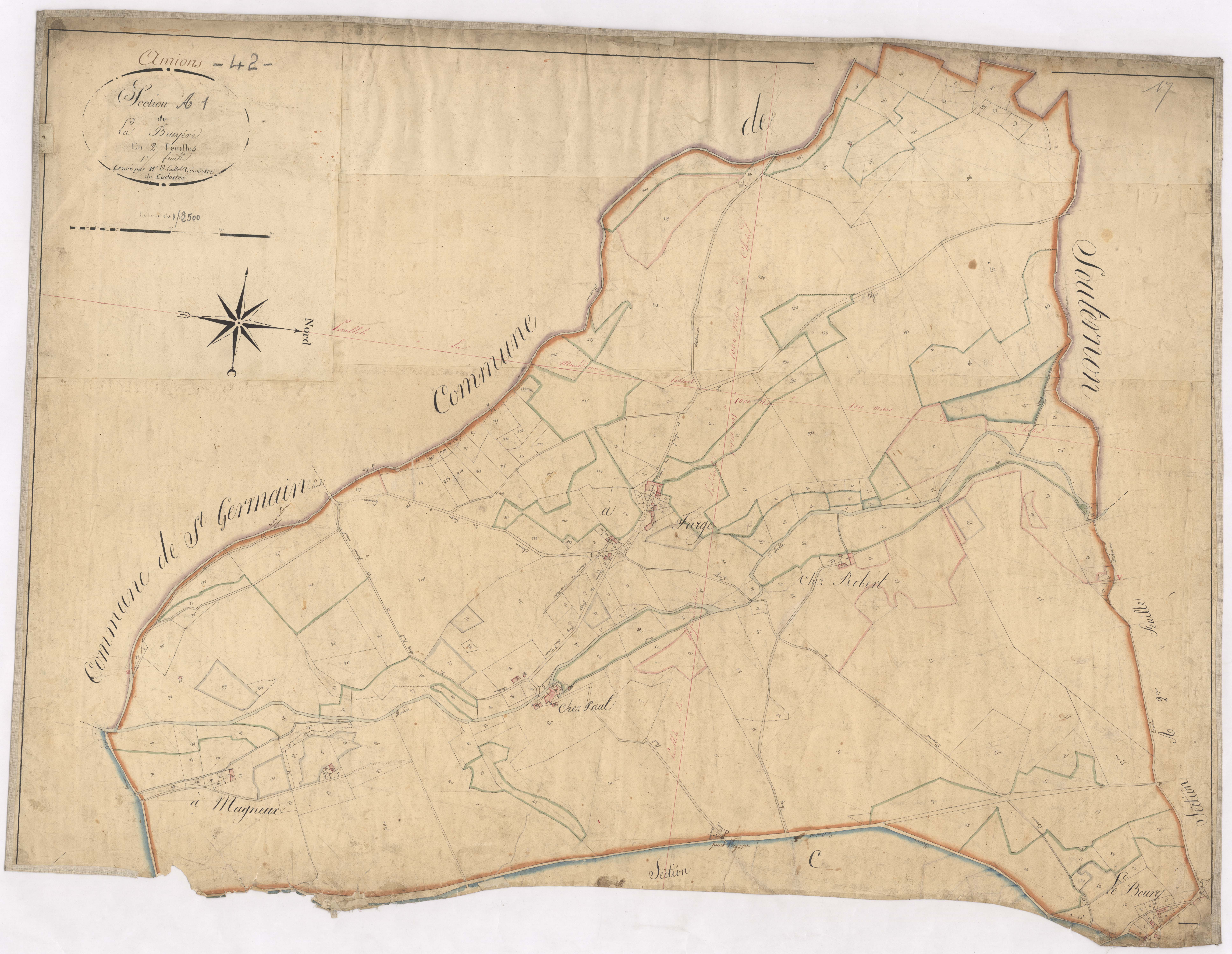 Amions - 1712VT1_17 - Section A 1 (La Bruyère) : plan levé par Victor Caillot à l'échelle 1:2500. [1825]