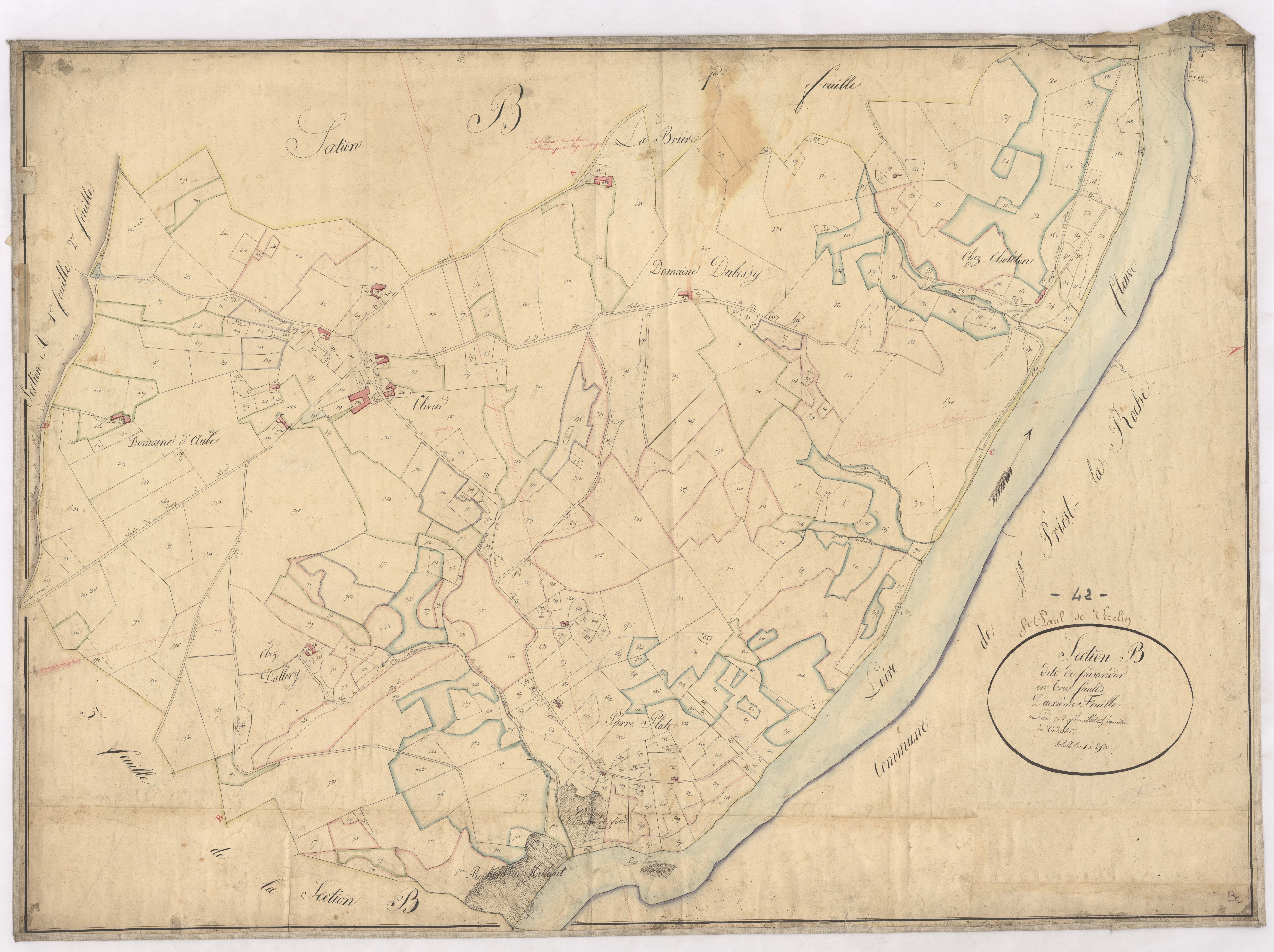 Amions - 1712VT36_13 - Section B 2 (Faisandier) : plan levé par Fenouillet aîné à l'échelle 1:2500. [1825]