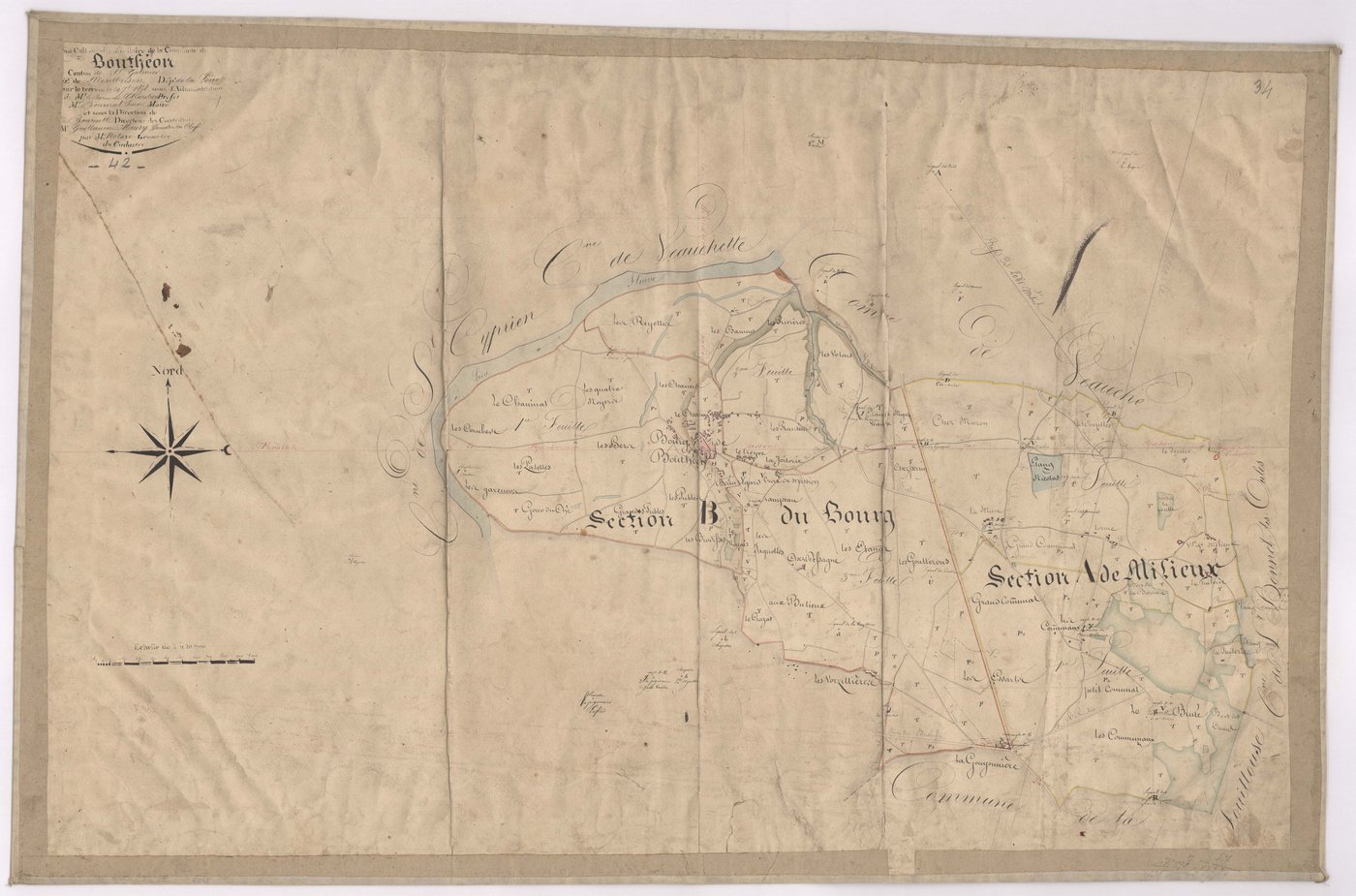 Andrézieux - 1682VT1_19 - Tableau d'assemblage : plan levé par Relave à l'échelle 1:10000. 1828