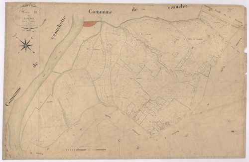 Andrézieux - 1682VT1_23 - Section B 2 (Le Bourg) : plan levé par Relave à l'échelle 1:2500. [1828]