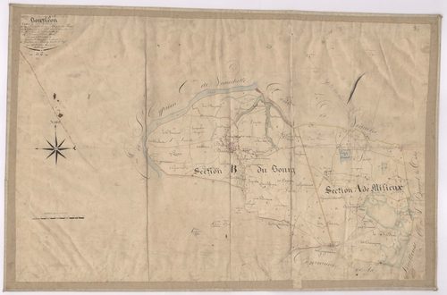 Andrézieux - 1682VT1_19 - Tableau d'assemblage : plan levé par Relave à l'échelle 1:10000. 1828