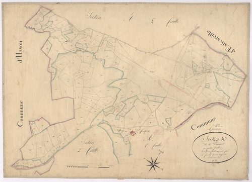 Apinac - 1682VT1_28 - Section A 3 (Pommier) : plan levé par Fenouillet à l'échelle 1:2500. 1824