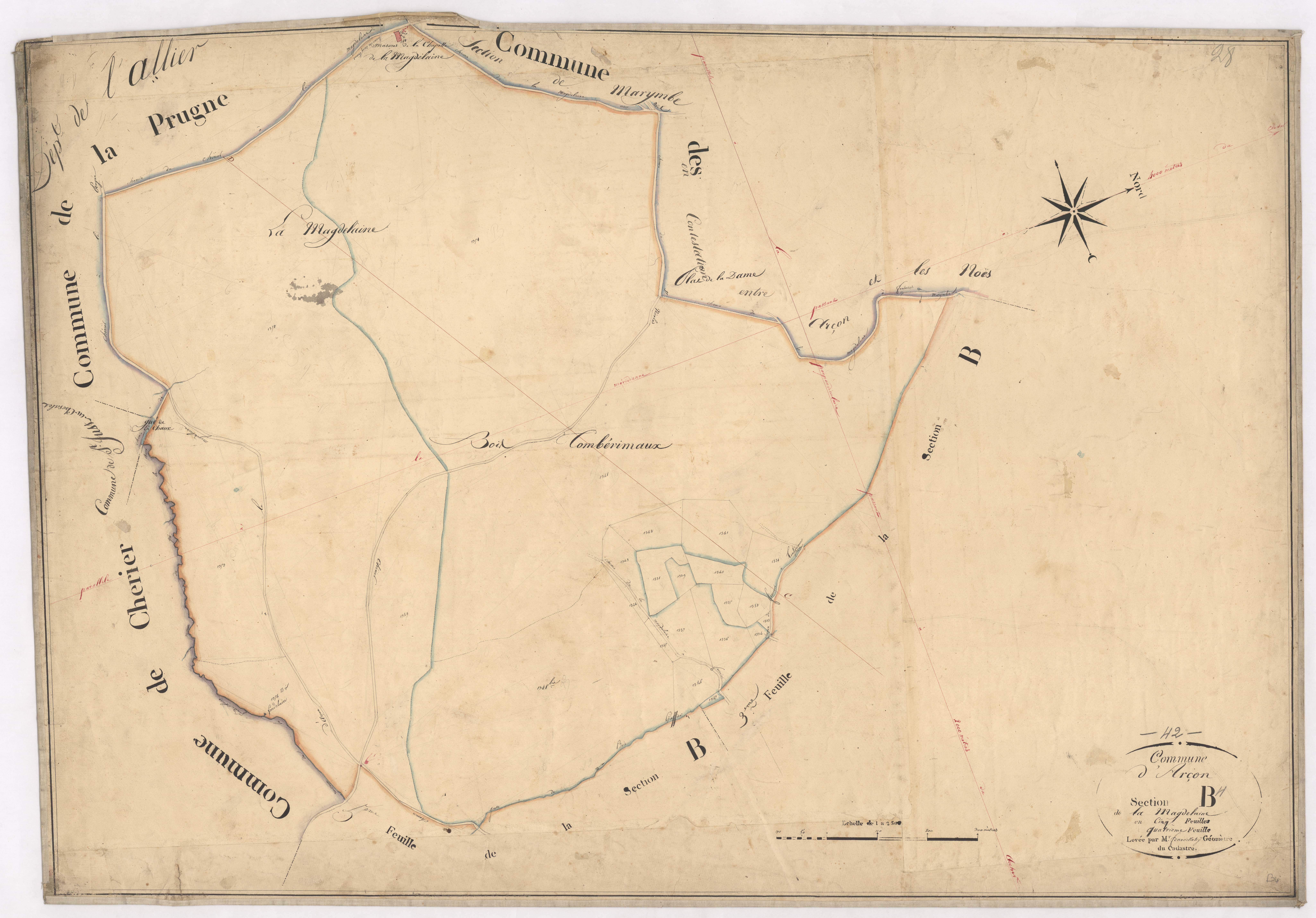 Arcon - 1712VT2_9 - Section B 4 (La Magdeleine) : plan levé par Fenouillet jeune à l'échelle 1:2500. [1823-1834]