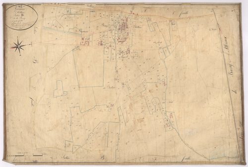 Arthun - 1682VT1_38 - Section B 1 (Le Bourg) : plan levé par Fenouillet jeune à l'échelle 1:2500. 1826
