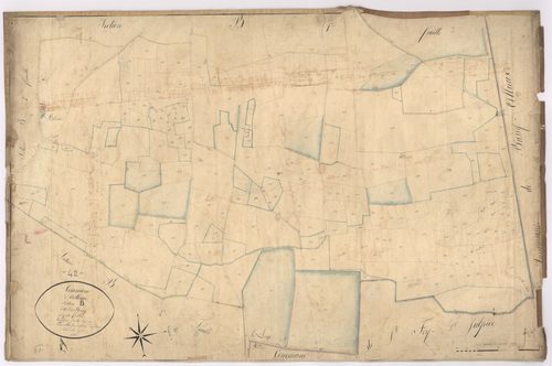 Arthun - 1682VT1_40 - Section B 3 (Le Bourg) : plan levé par Fenouillet jeune à l'échelle 1:2500. 1826