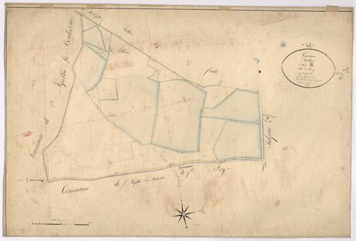 Arthun - 1682VT1_41 - Section B 4 (Le Bourg) : plan levé par Fenouillet jeune à l'échelle 1:2500. 1826