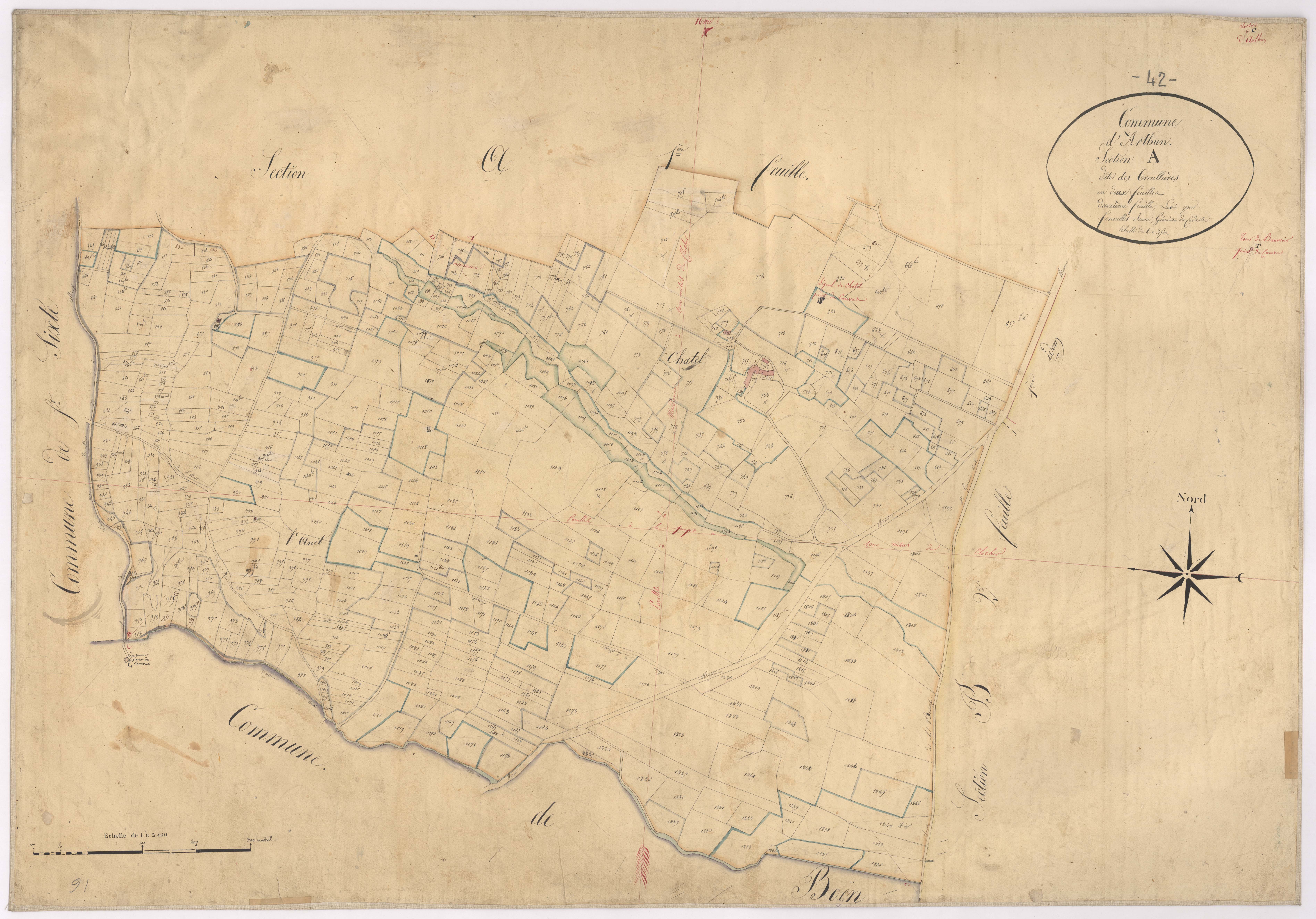 Arthun - 1682VT1_37 - Section A 2 (Les Troullières) : plan levé par Fenouillet jeune à l'échelle 1:2500. [1826]