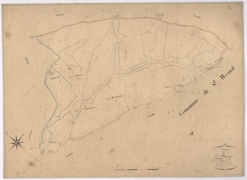 Aveizieux - 1682VT2_4 - Section B 1 (Le Bourg) : plan levé par Chaland à l'échelle 1:2500. [1828]