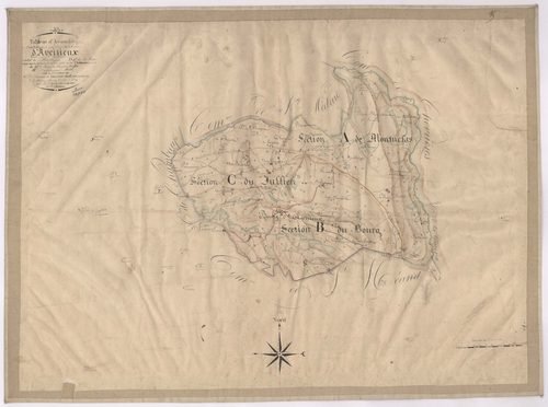 Aveizieux - 1682VT2_1 - Tableau d'assemblage : plan levé par Chaland à l'échelle 1:10000. 1828