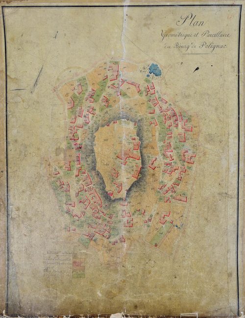 Polignac - Plan géométrique et parcellaire du bourg (fichier en moyenne définition)