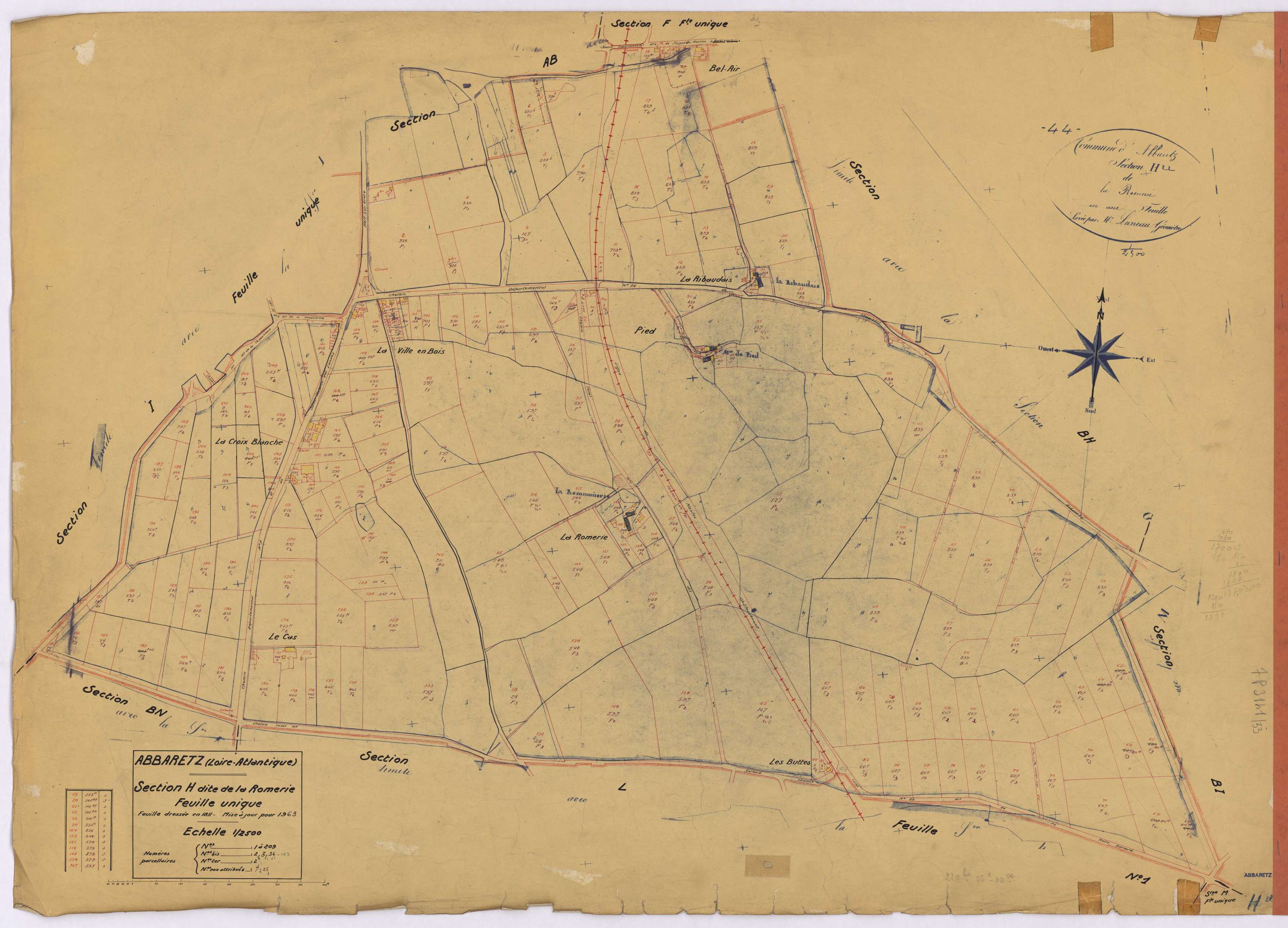 Abbaretz - Section H Romerie (section de La) ; 1-209