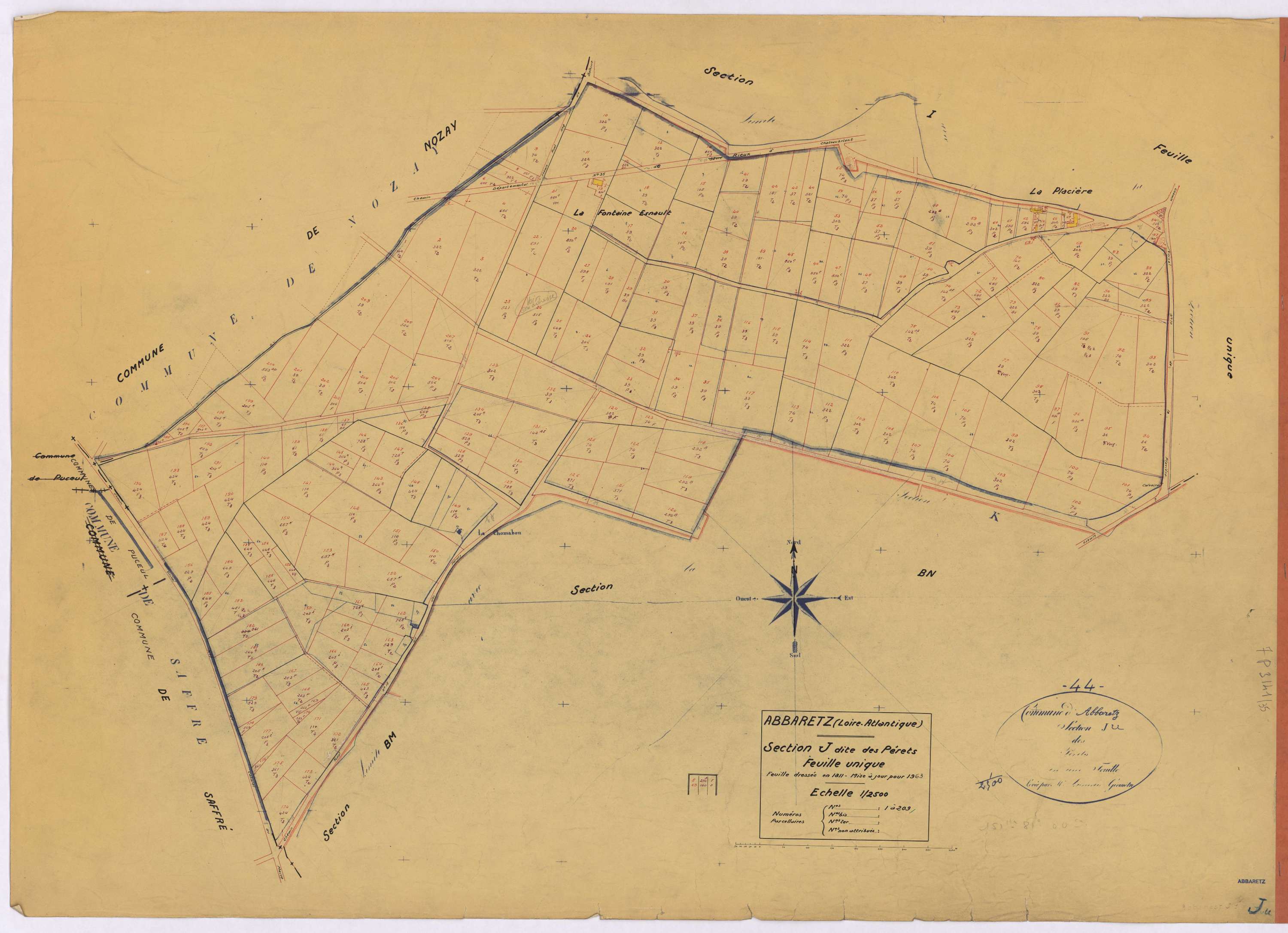 Abbaretz - Section J Pérêts (section des) ; 1-209