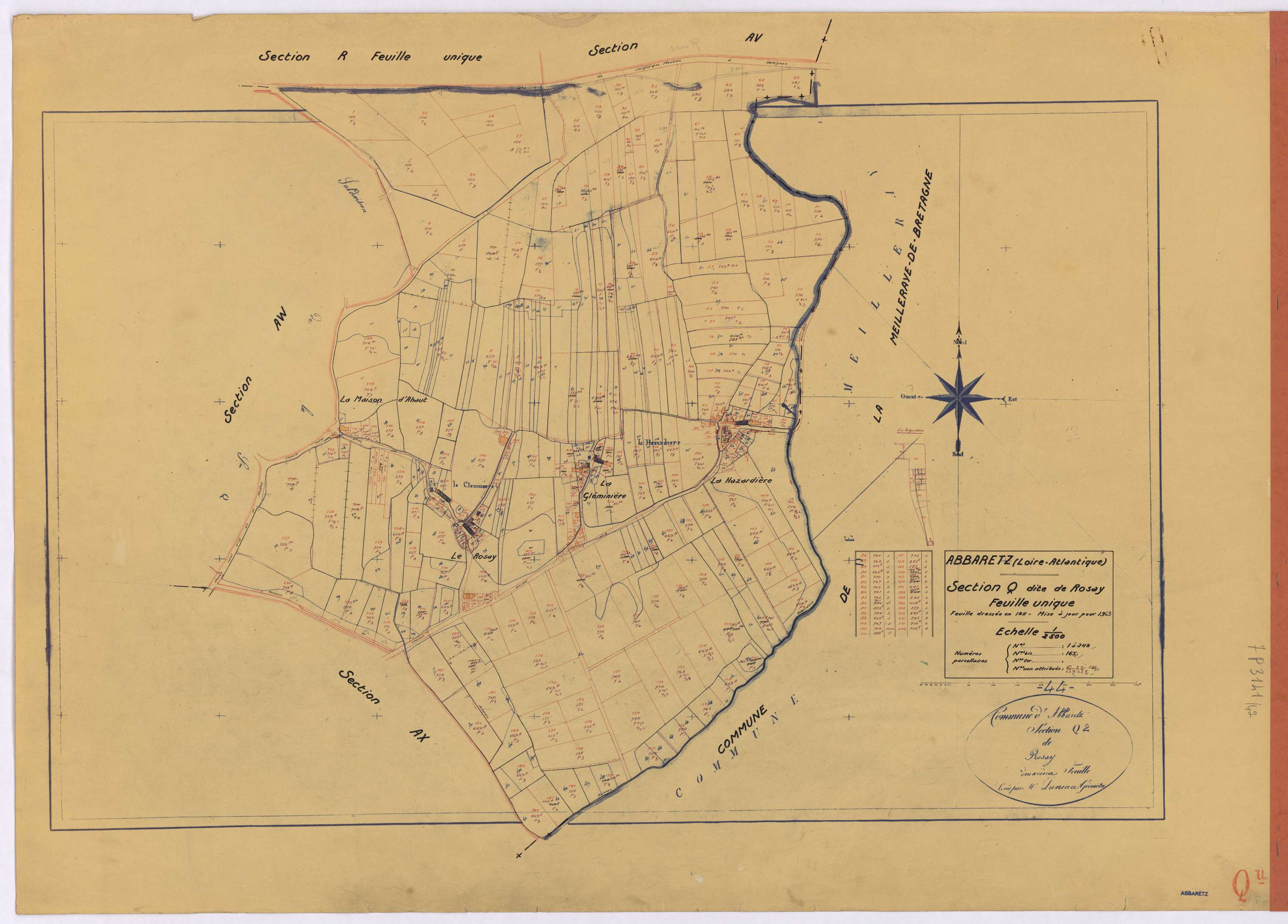 Abbaretz - Section Q Rozay (section du) ; 1-248