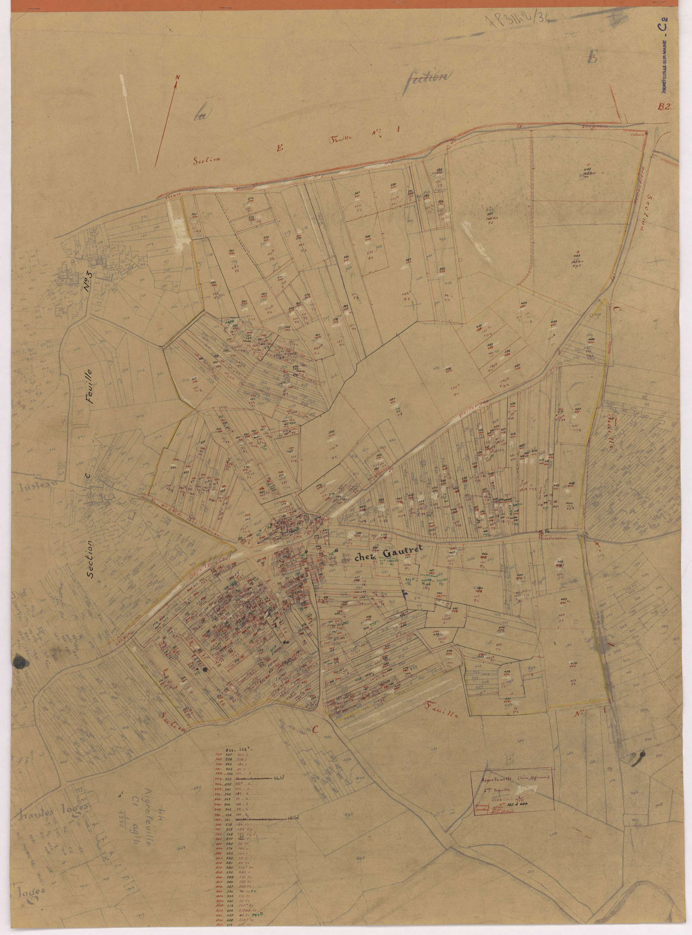 Aigrefeuille-sur-Maine - Section C2 Chez Gautret (section de) ; 362-684