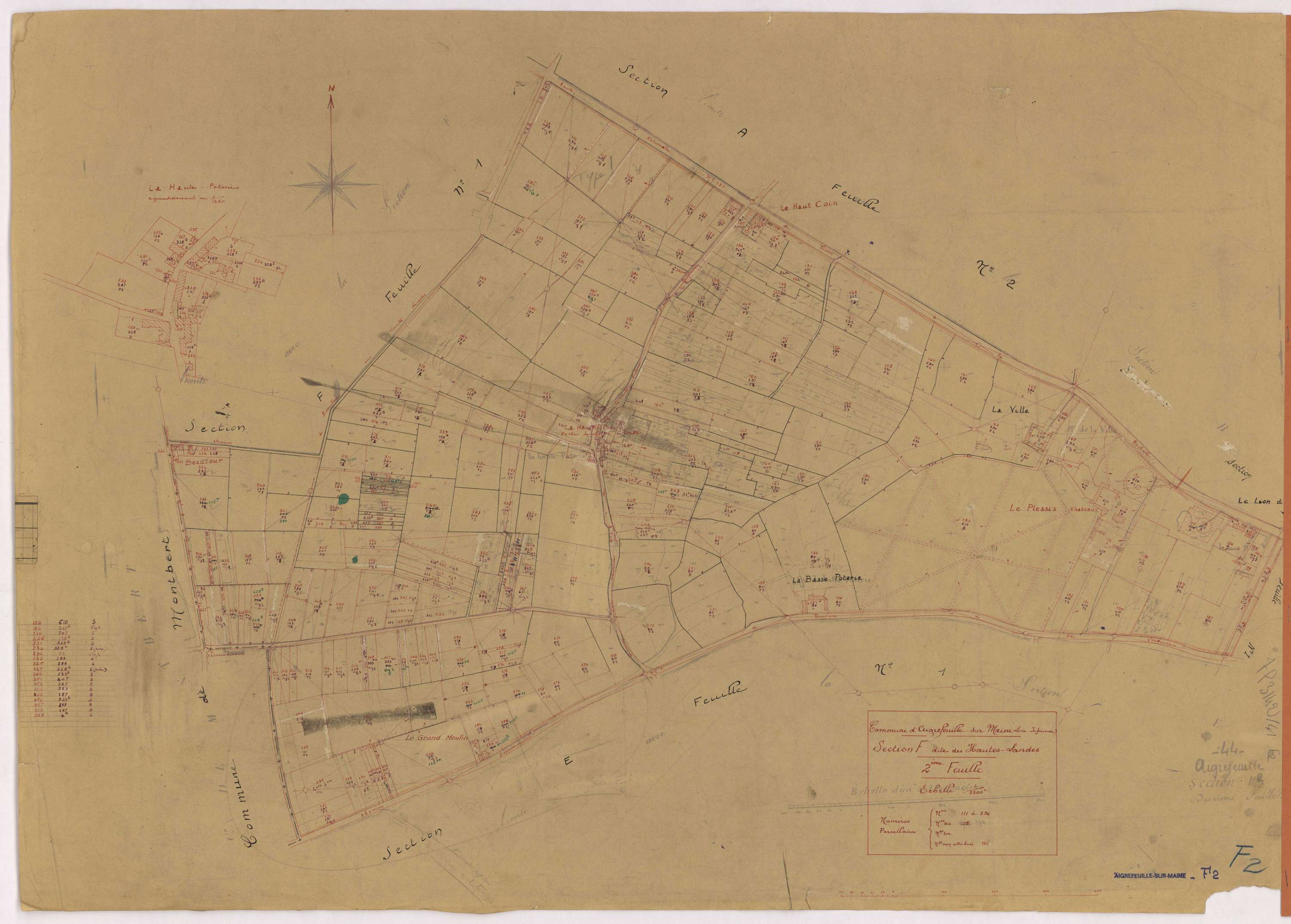 Aigrefeuille-sur-Maine - Section F2 Hautes-Landes (section des) ; 111-396