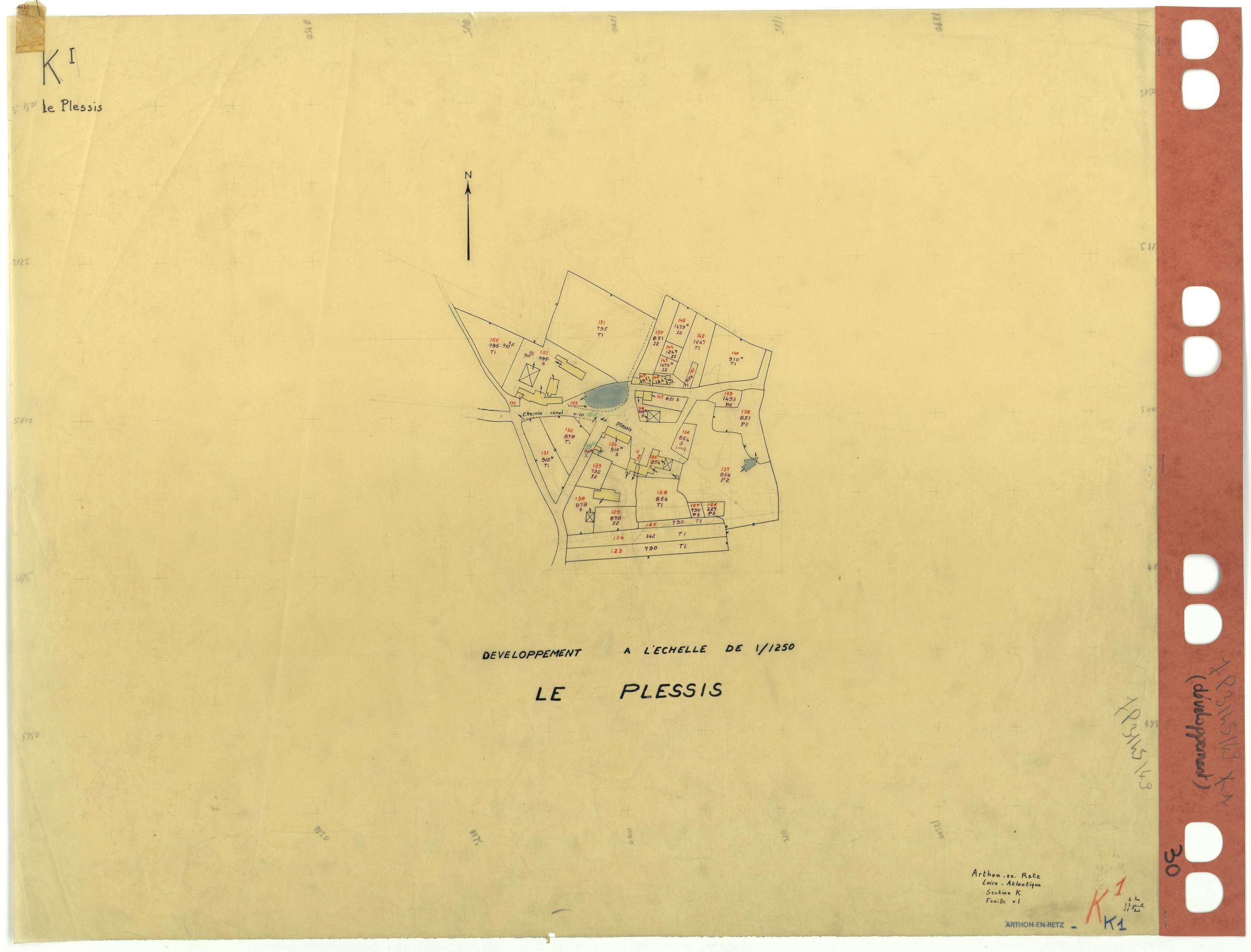 Arthon-en-Retz - Section K1 (développement) 123-155 . développement du village du Plessis