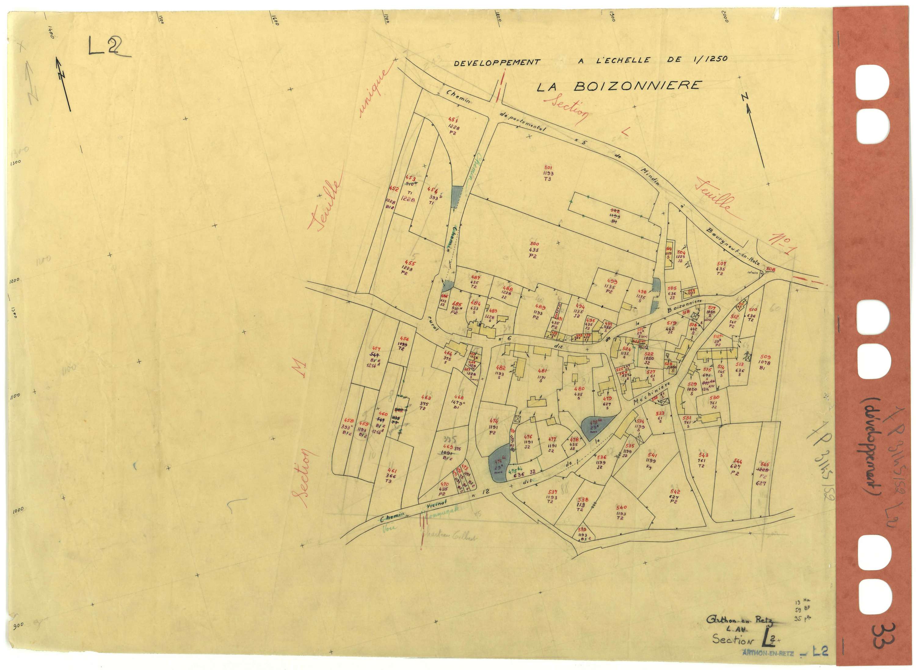 Arthon-en-Retz - Section L2 (développement) 451-545 . développement du village de La Boizonnière