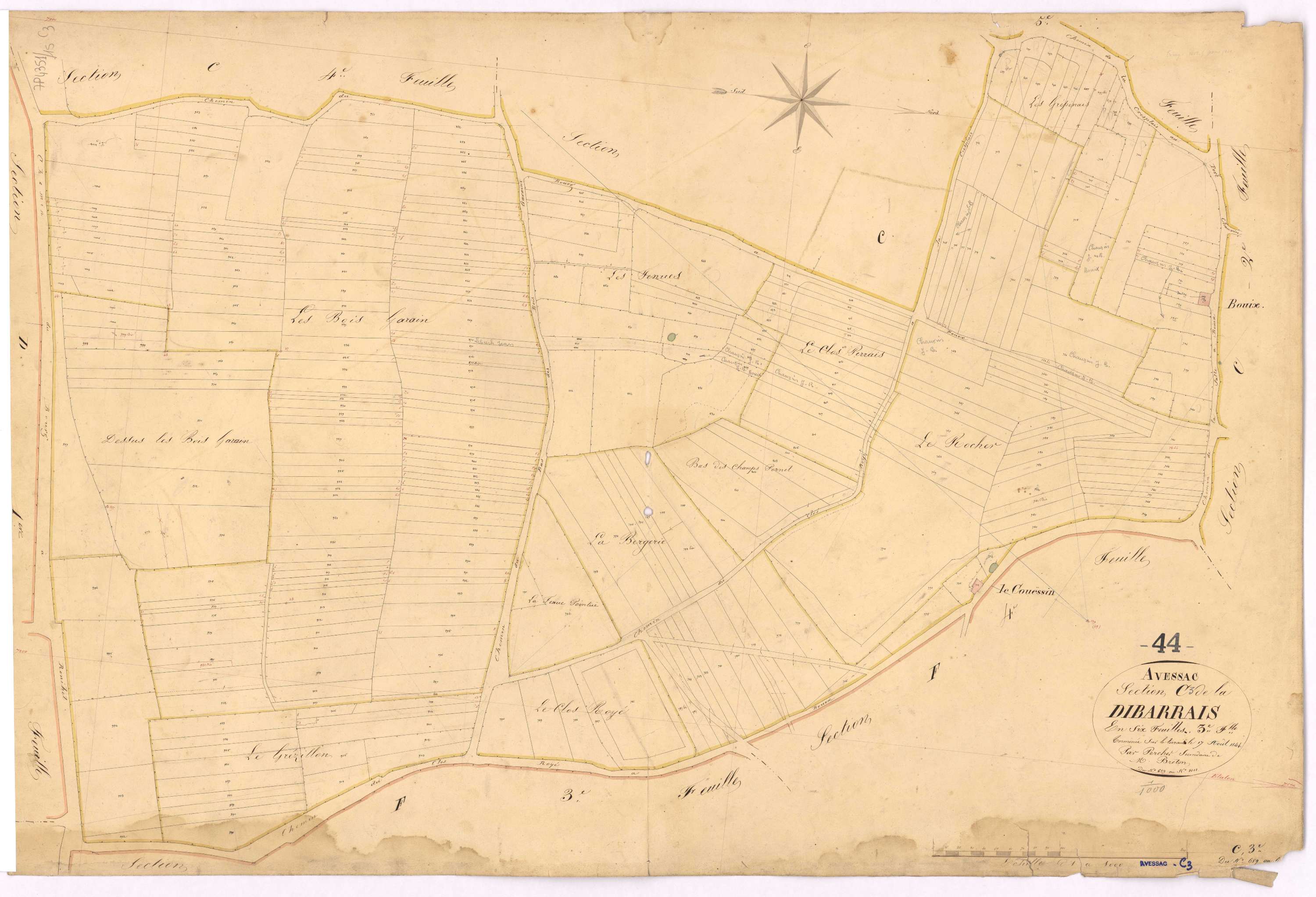 Avessac - Section C3 Dibarrais (section de La) ; 689-1011
