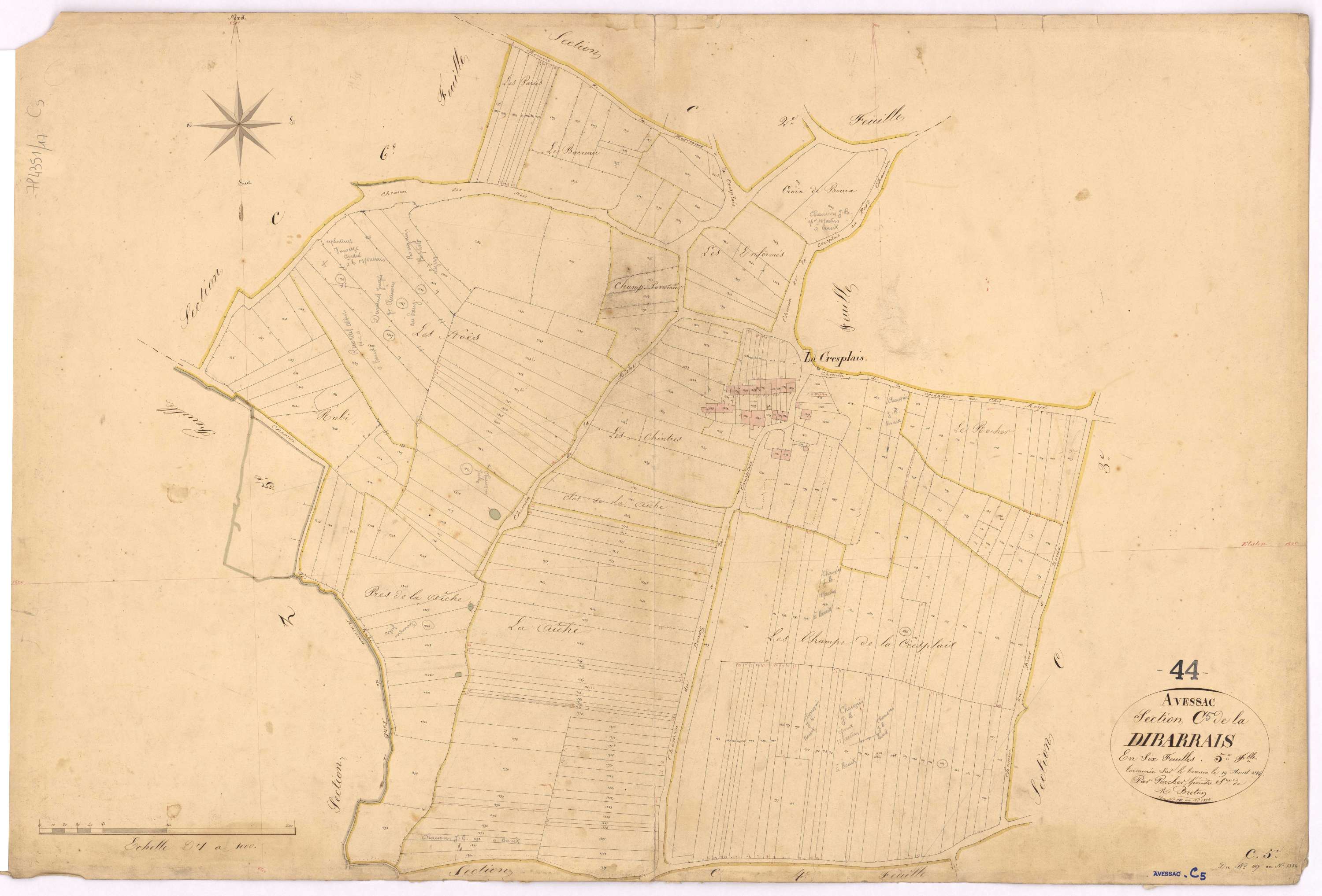 Avessac - Section C5 Dibarrais (section de La) ; 1107-1386