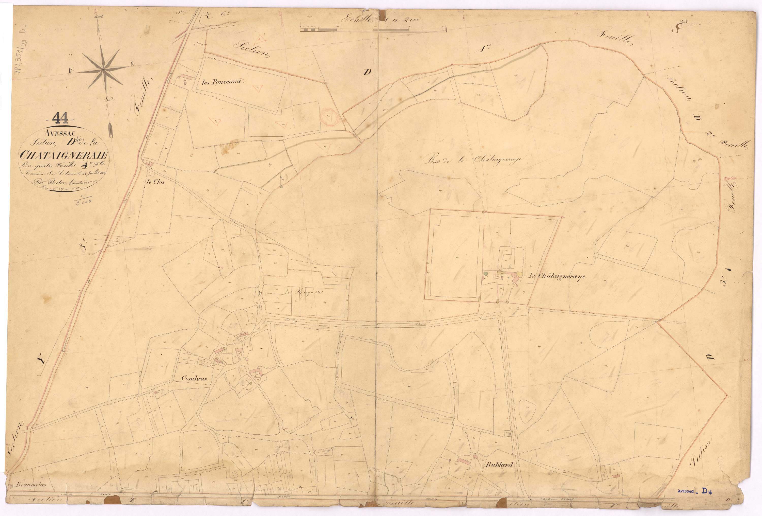 Avessac - Section D4 Chataigneraie (section de La) ; 587-817