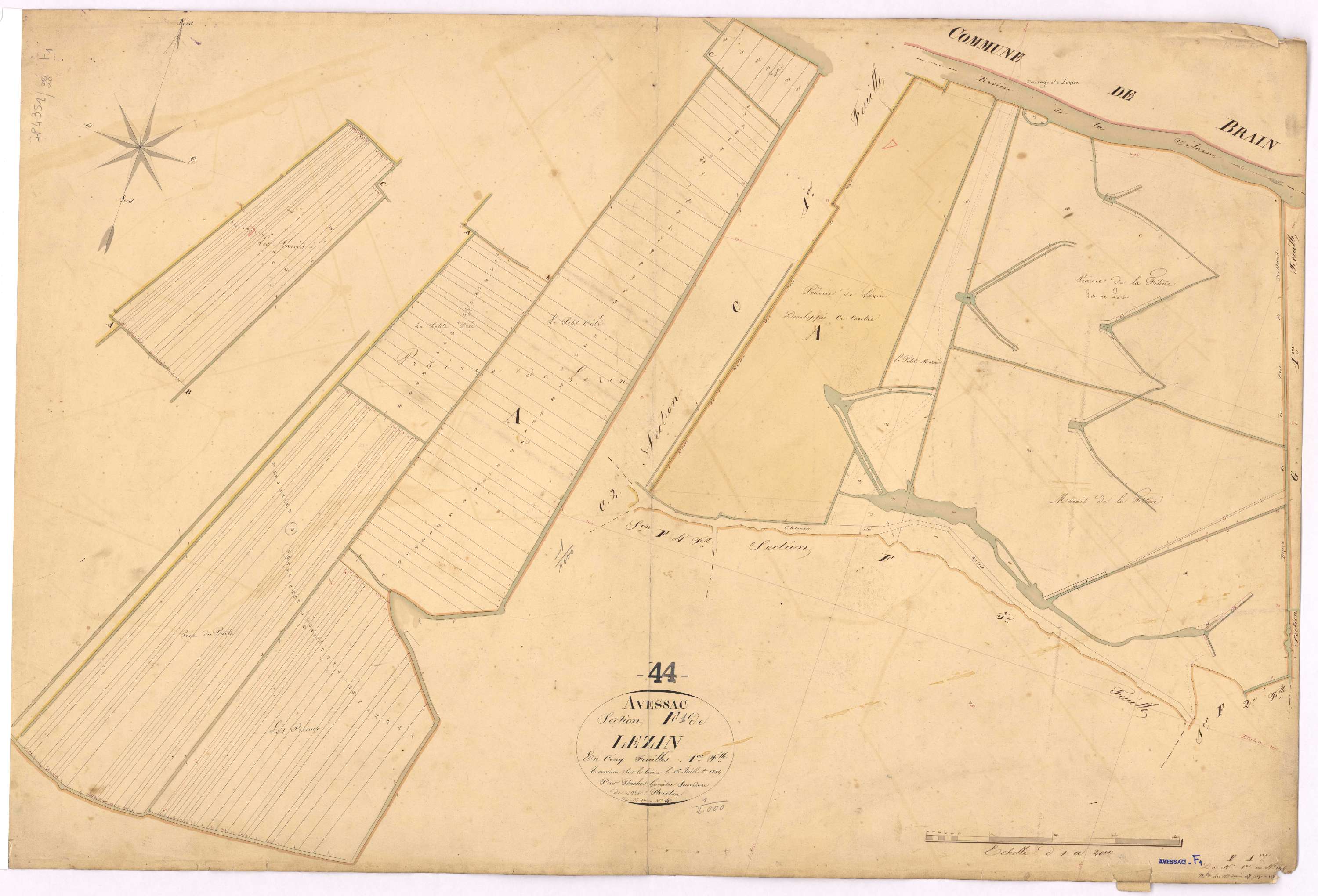 Avessac - Section F1 Lezin (section de) ; 1-167