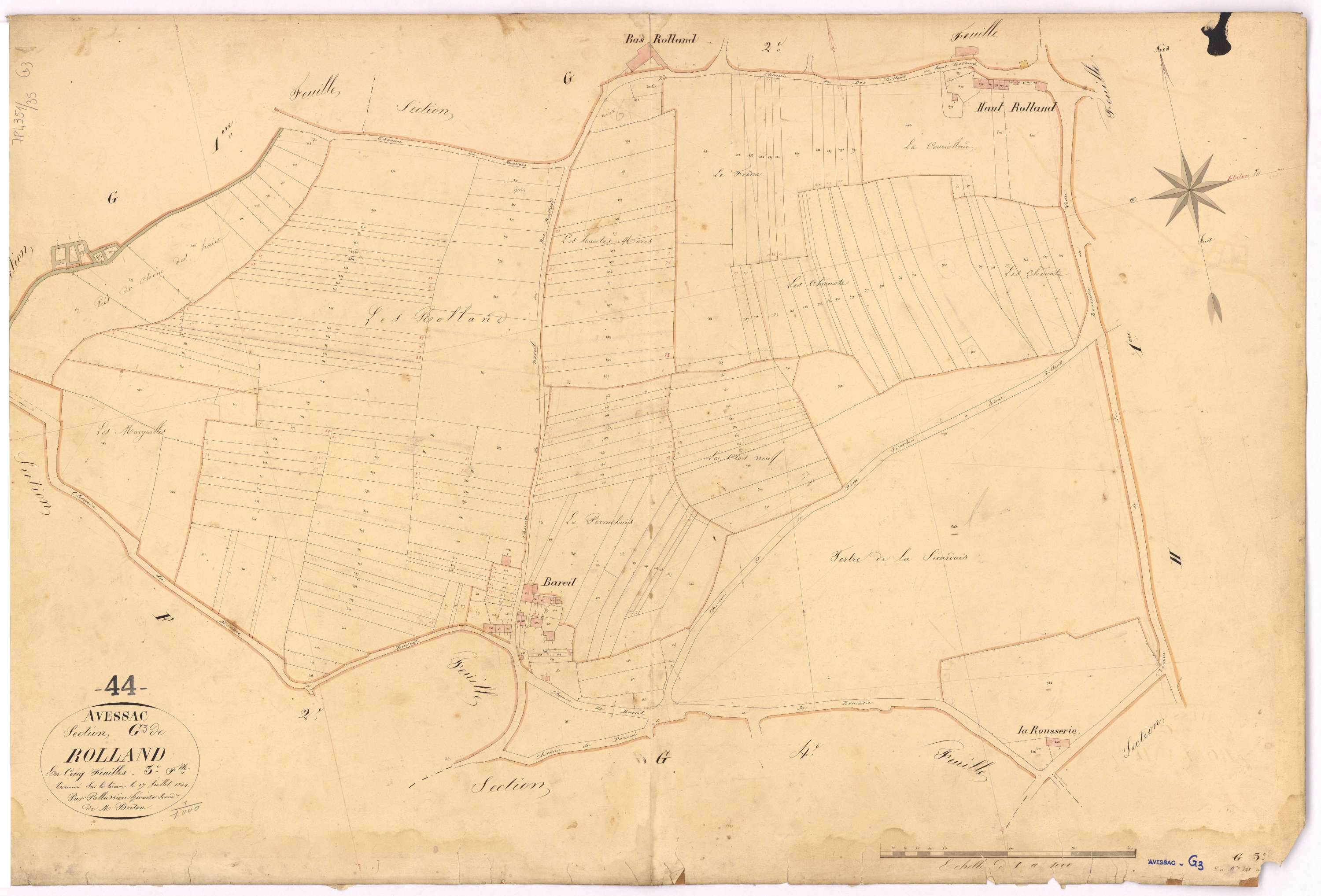 Avessac - Section G3 Rolland (section de) ; 328-546