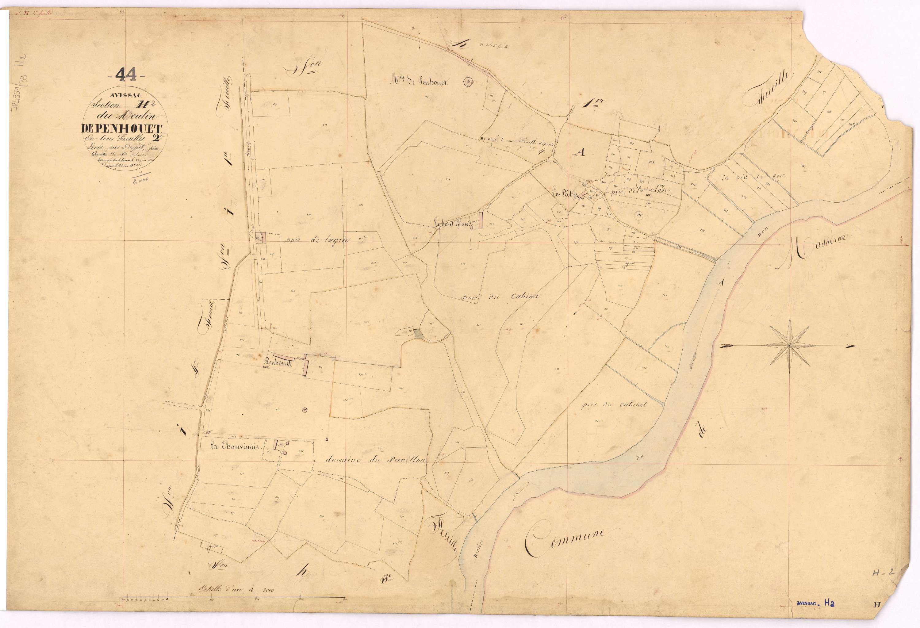 Avessac - Section H2 Moulin de Penhouet (section de) ; 214-376