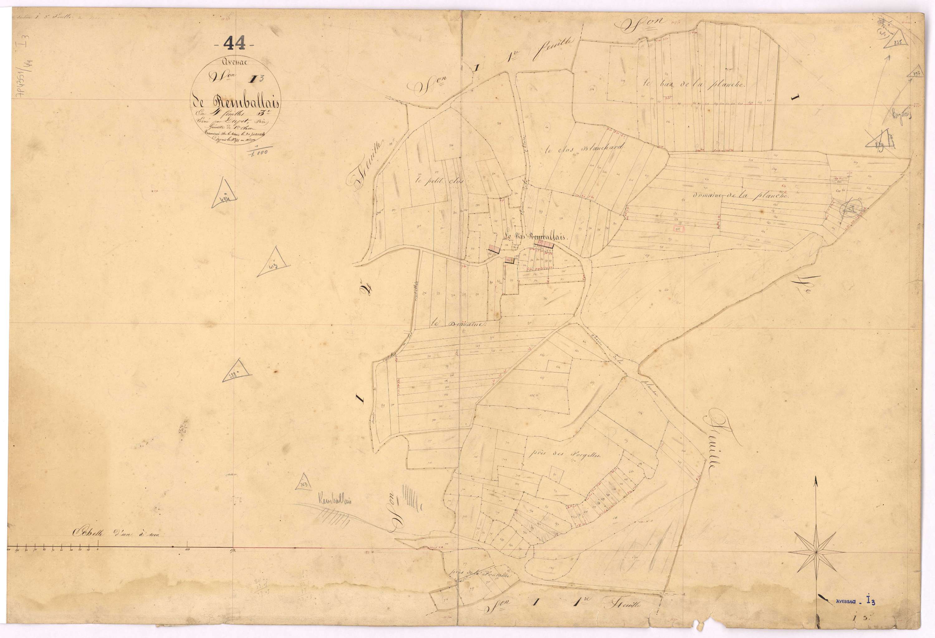 Avessac - Section I3 Remballais (section de) ; 526-722