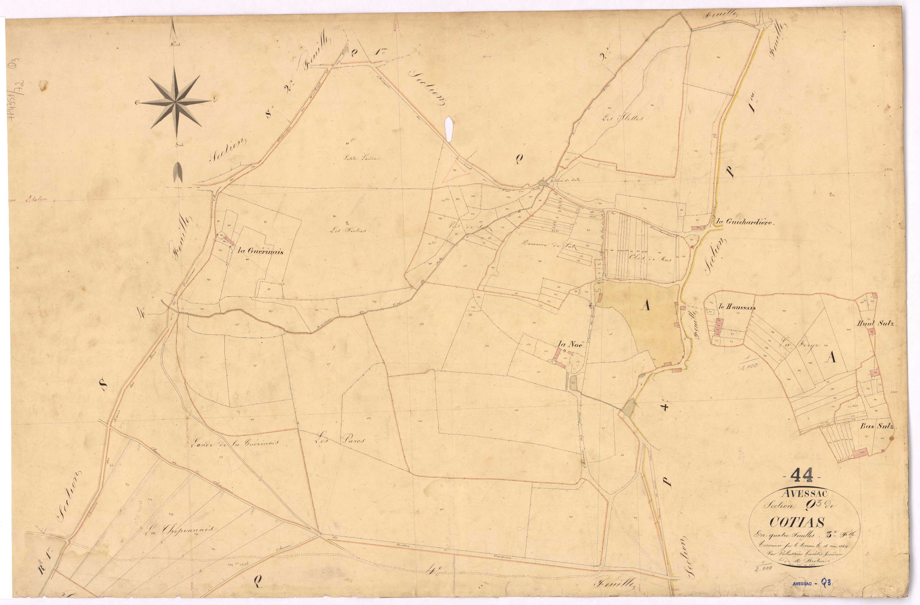Avessac - Section Q3 Cotiais (section de) ; 315-482