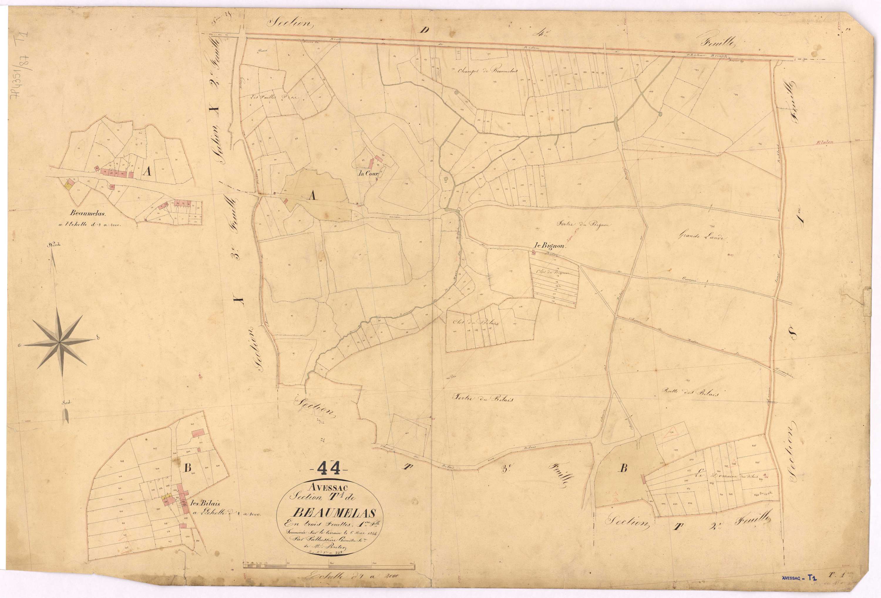 Avessac - Section T1 Beaumelais (section de) ; 1-248