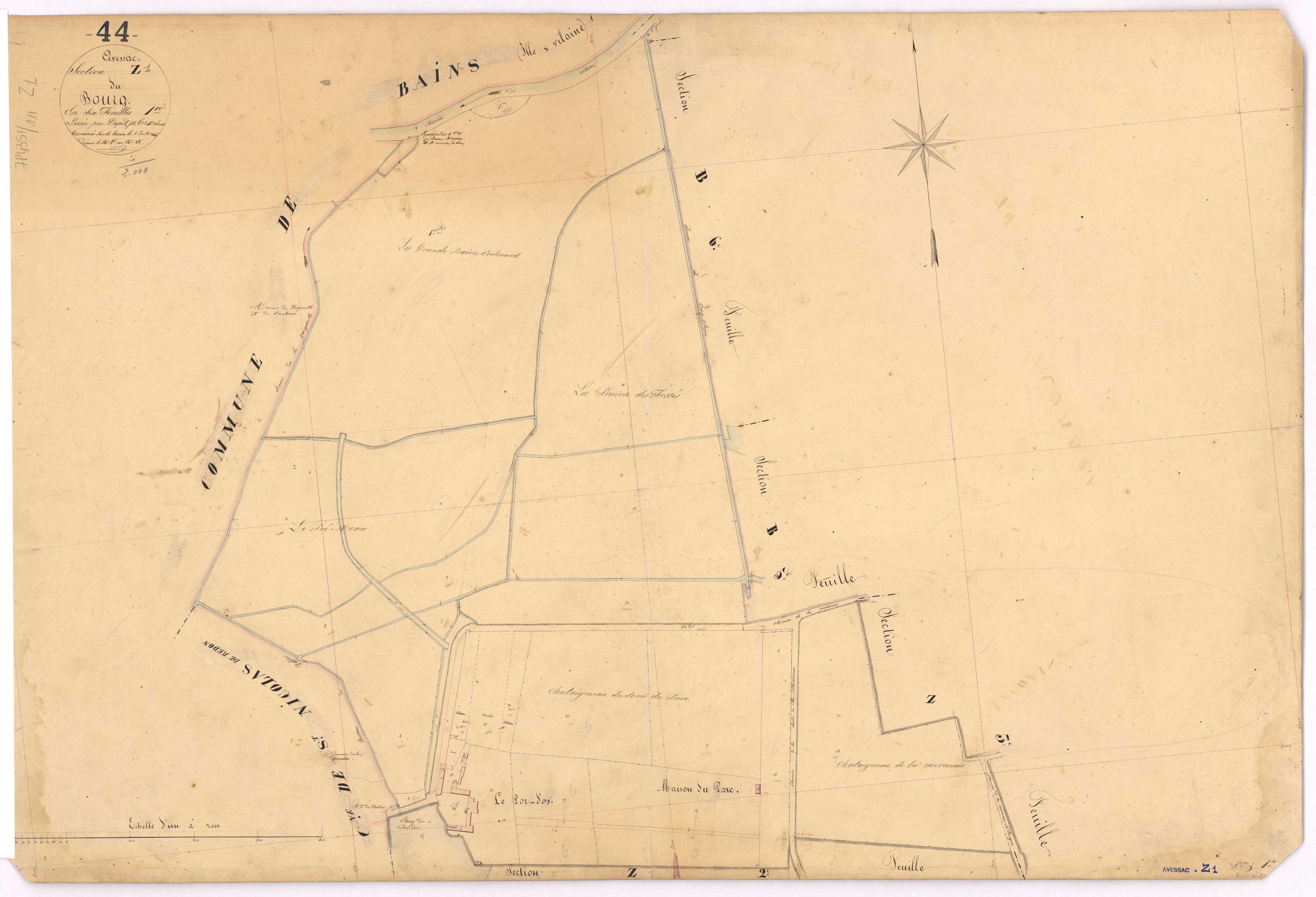 Avessac - Section Z1 Bourg (section du) ; 1-25