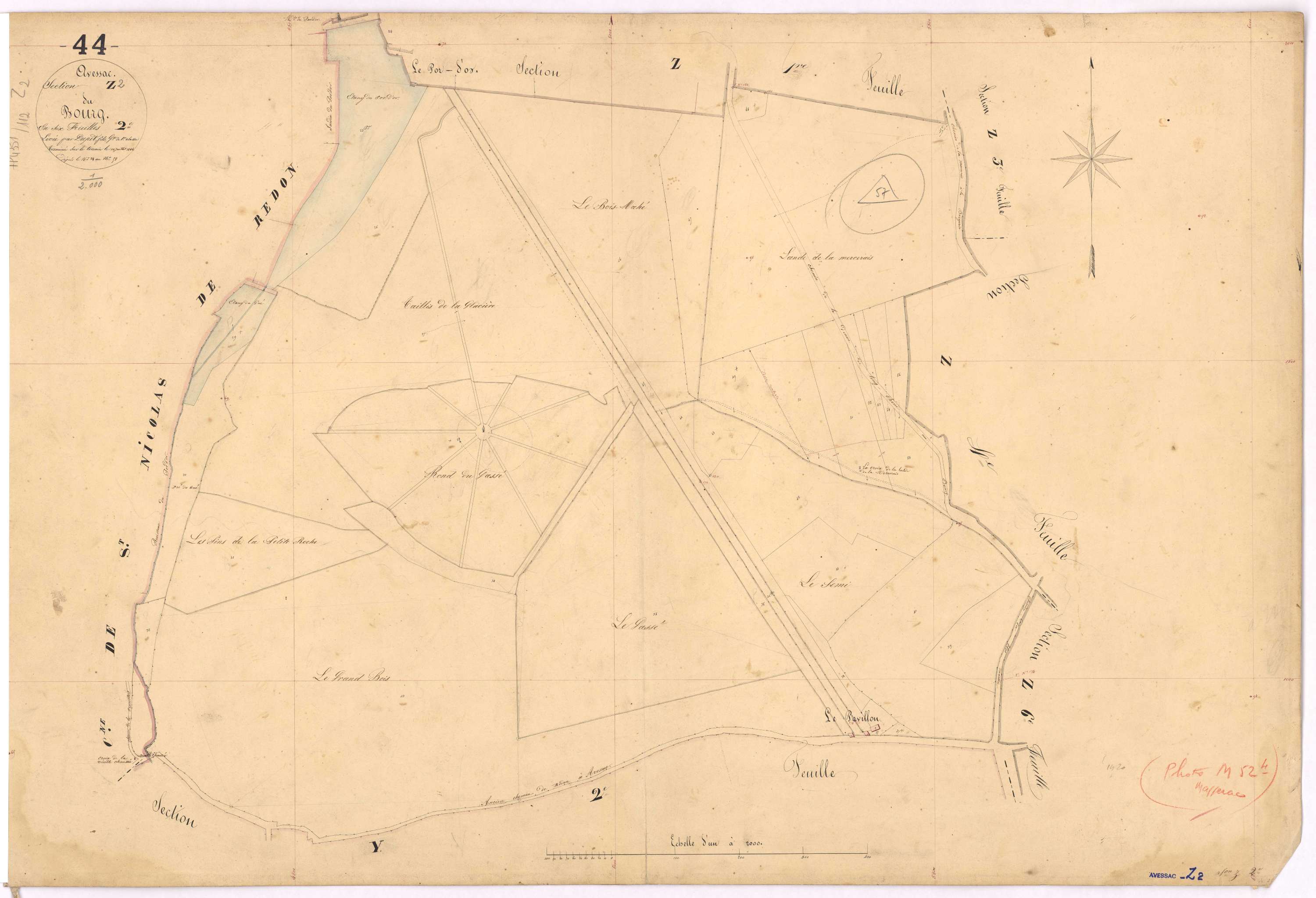 Avessac - Section Z2 Bourg (section du) ; 25-58