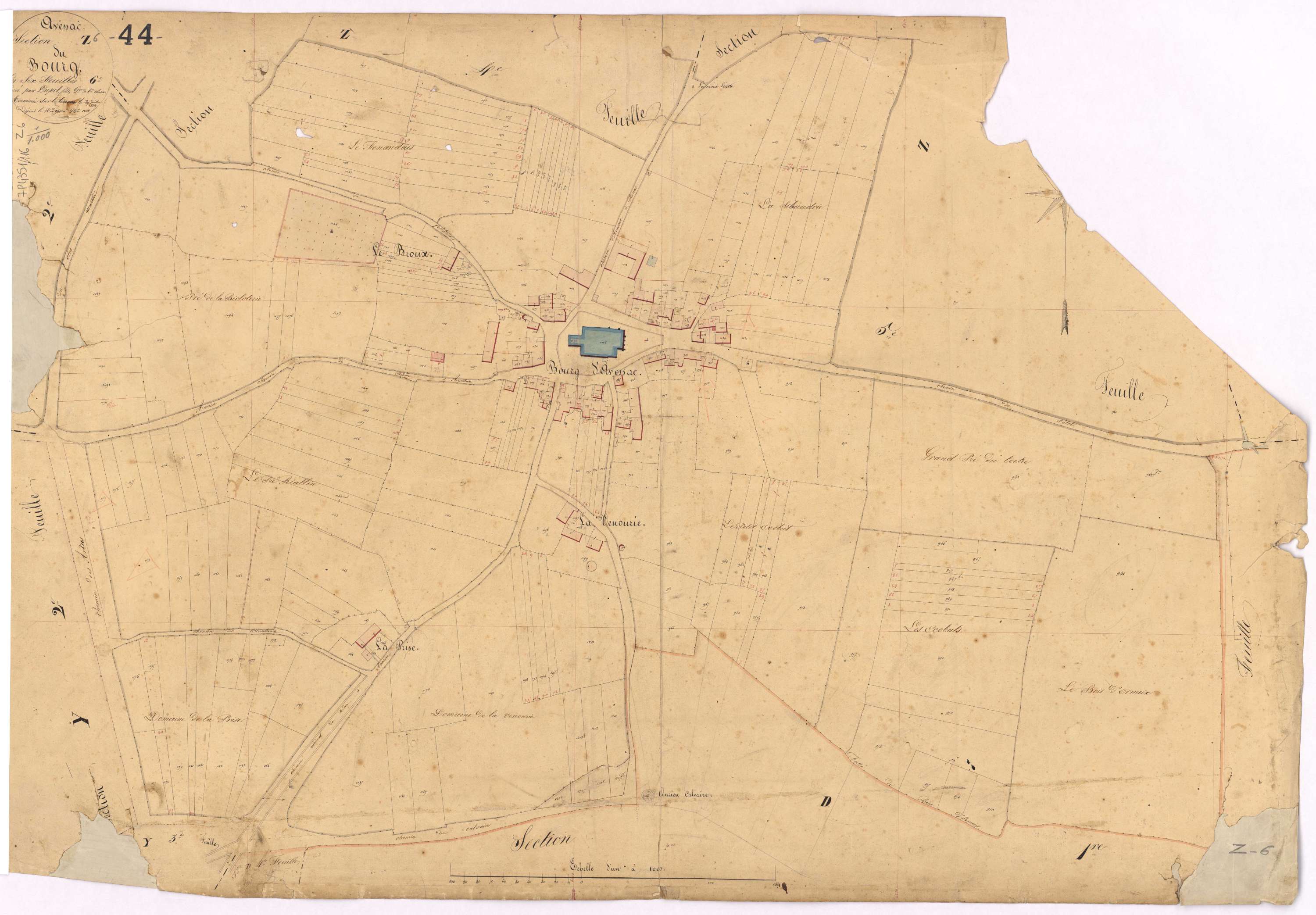 Avessac - Section Z6 Bourg (section du) ; 942-1208