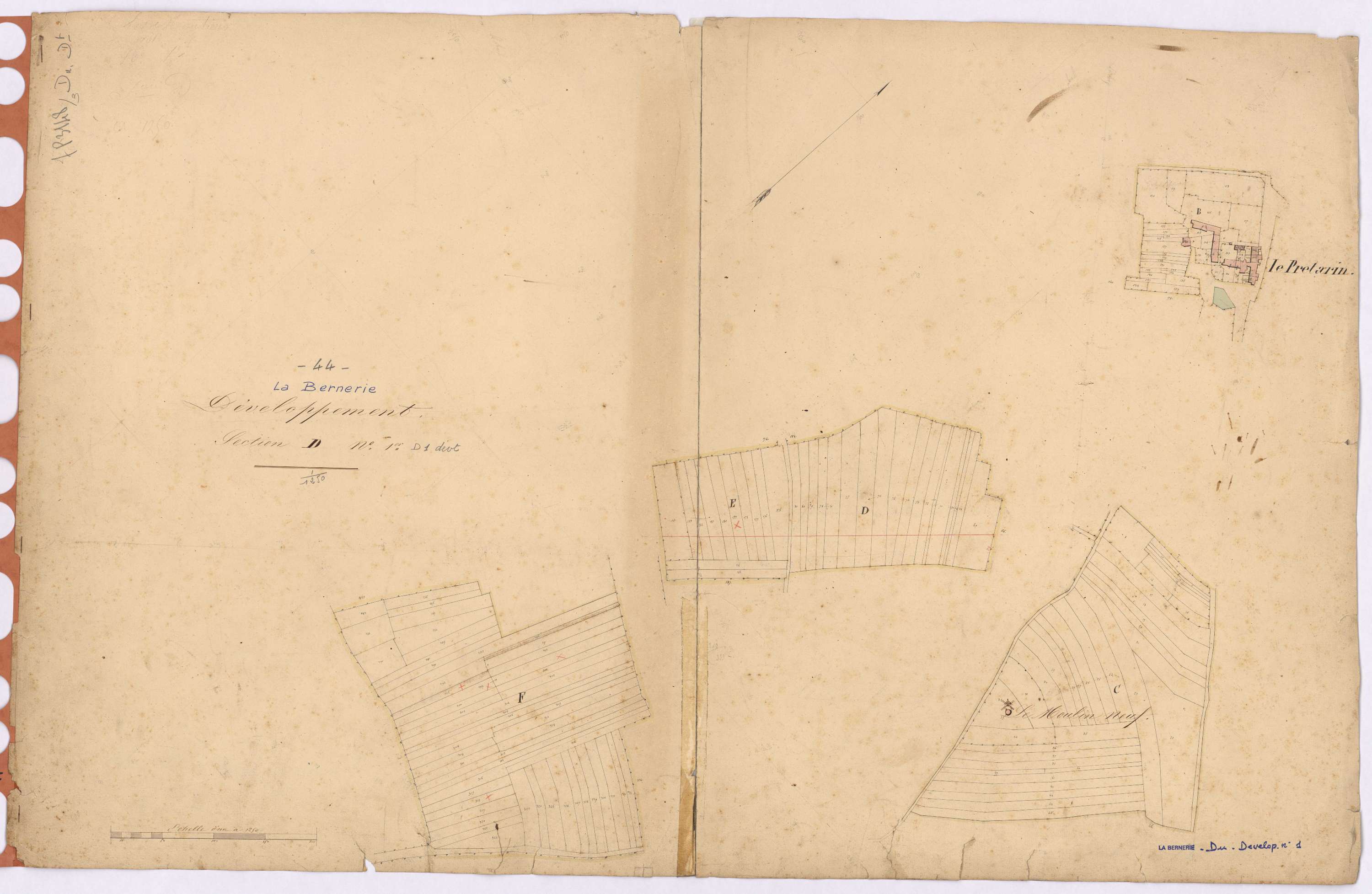 La Bernerie-en-Retz - Section D (développement) Sennetière (section de La) ; développement des villages  du Pretarin, du Moulin neuf et de parcelles diverses