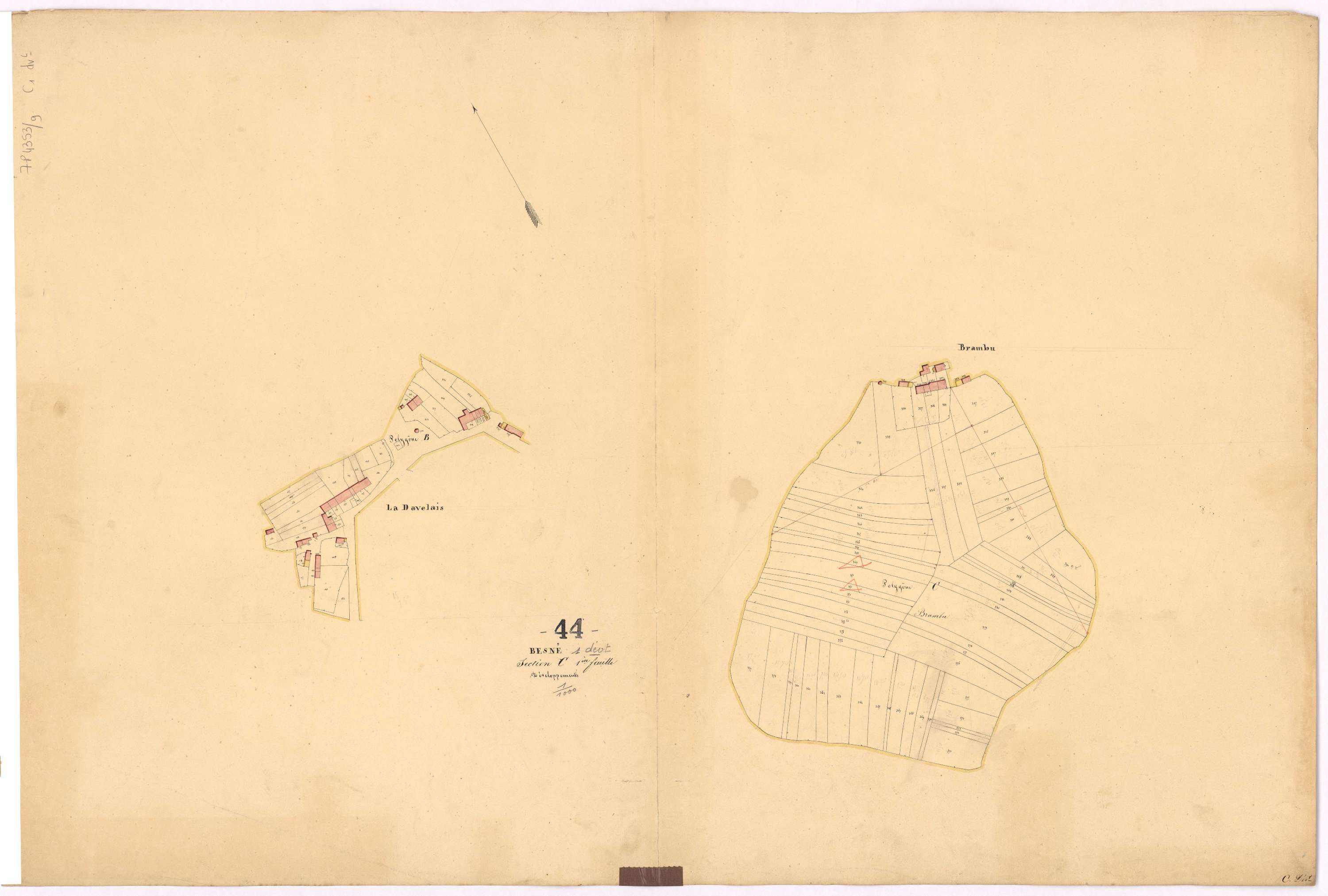 Besné - Section C1 (développement) Davelais (section de La) ; 1-447 ; développement des villages de La Davelais et de Brambu